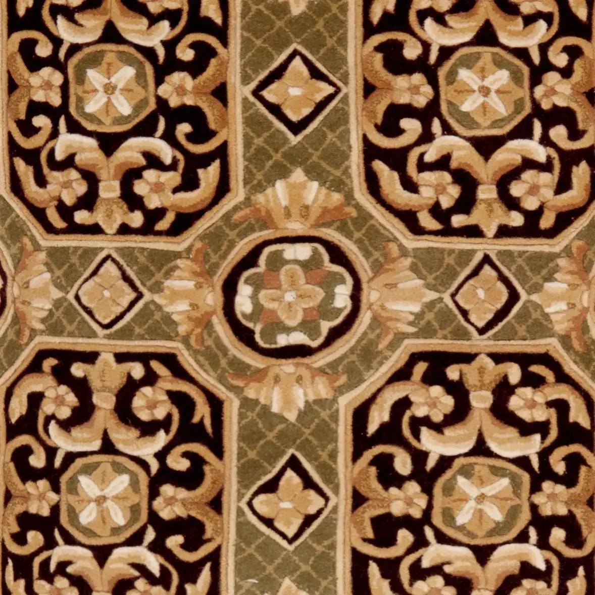 Naples Floral Tile Hand-Tufted Wool Rug in Multicolor in a styled room