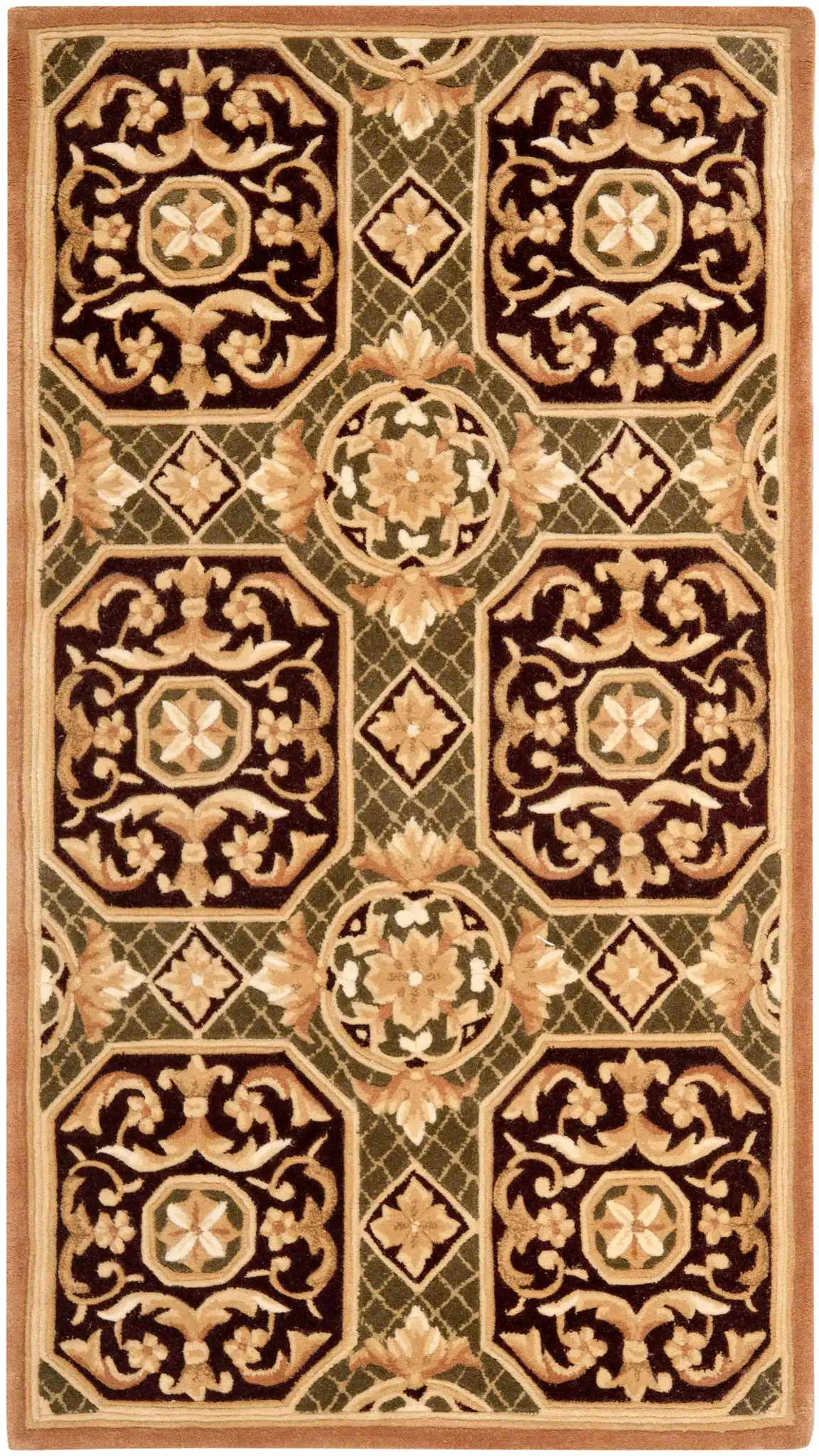 Naples Floral Tile Hand-Tufted Wool Rug in Multicolor, detail view