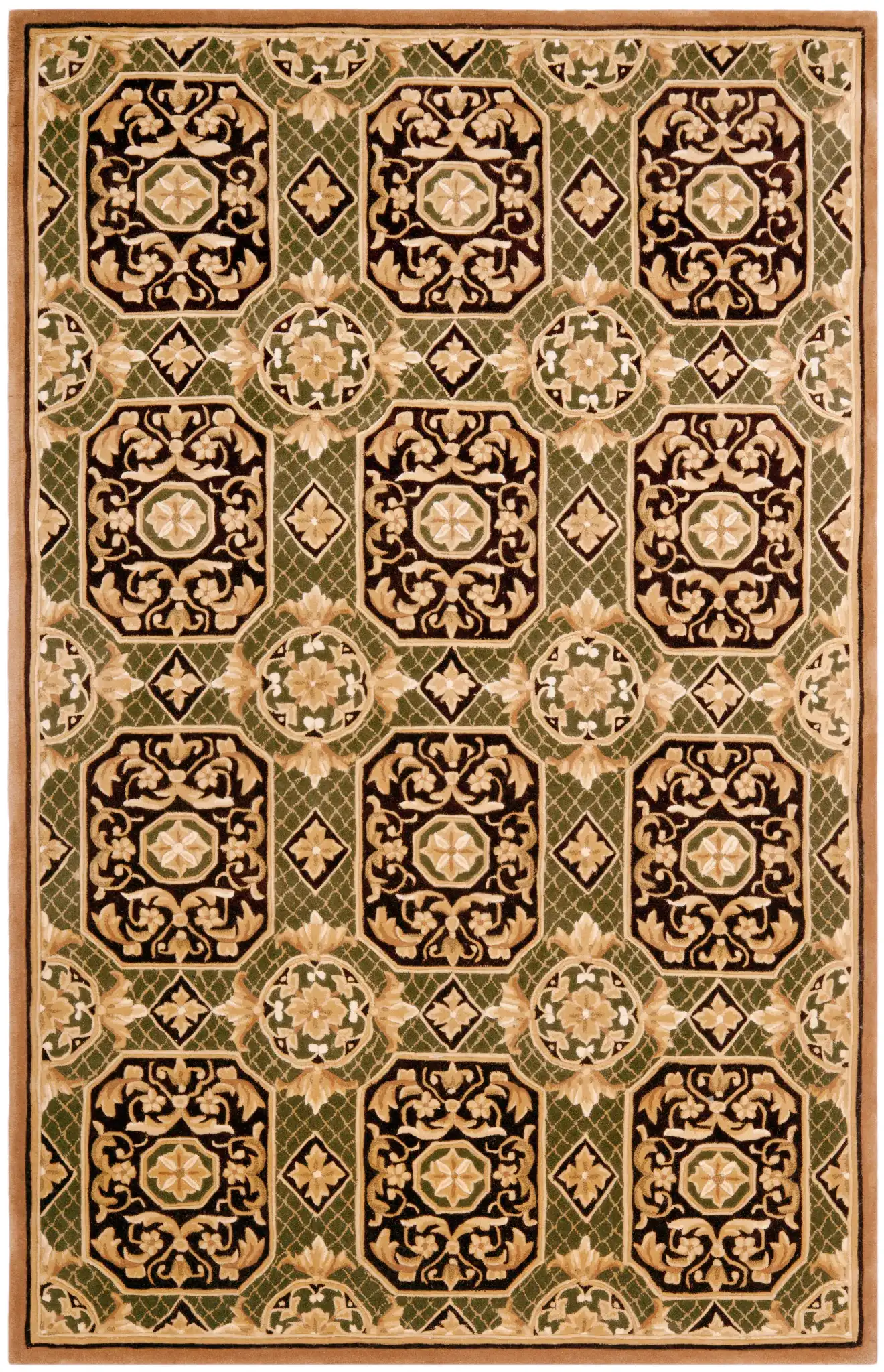 Naples Floral Tile Hand-Tufted Wool Rug in Multicolor, detail view