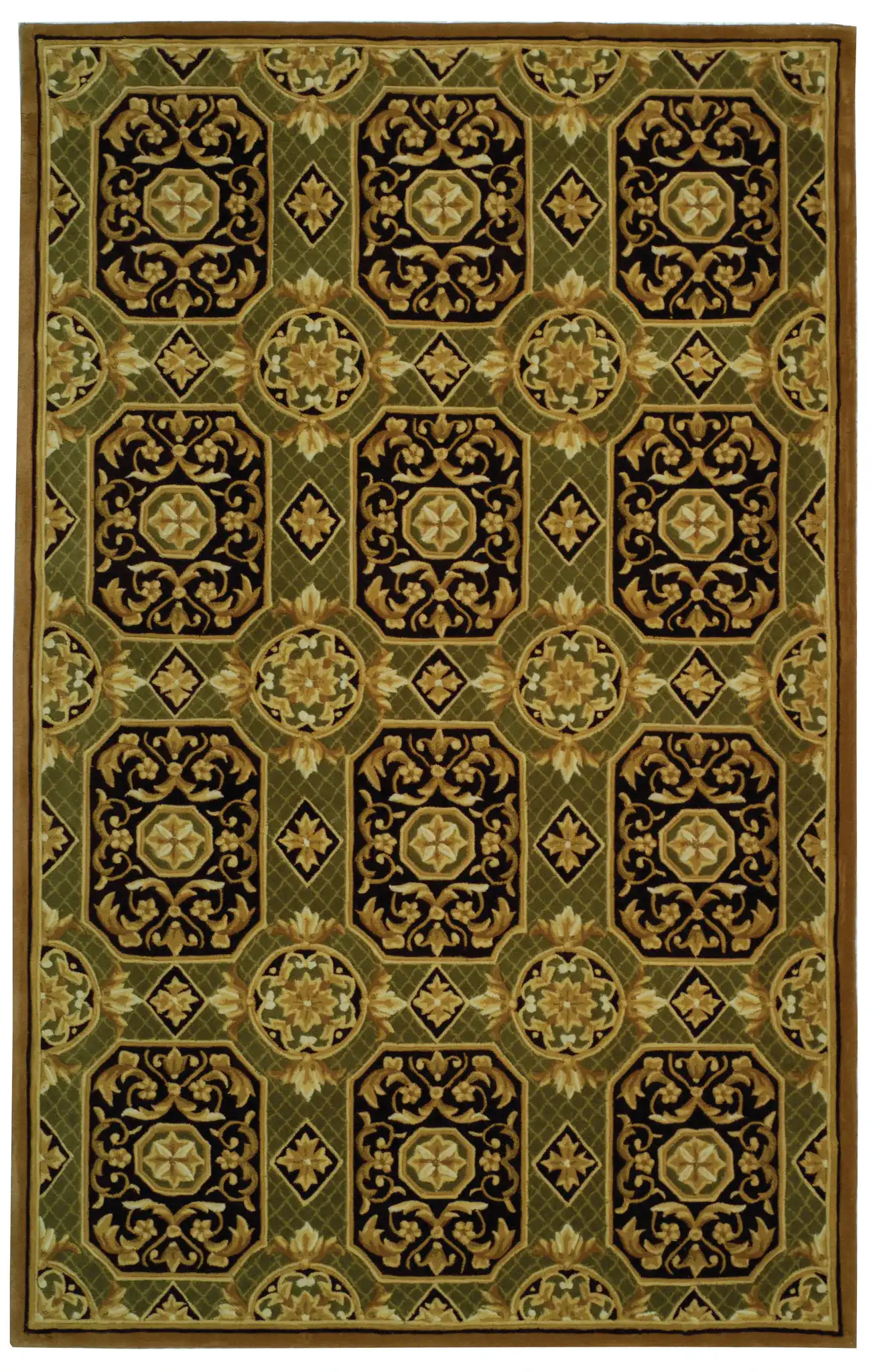 Naples Floral Tile Hand-Tufted Wool Rug in Multicolor, detail view