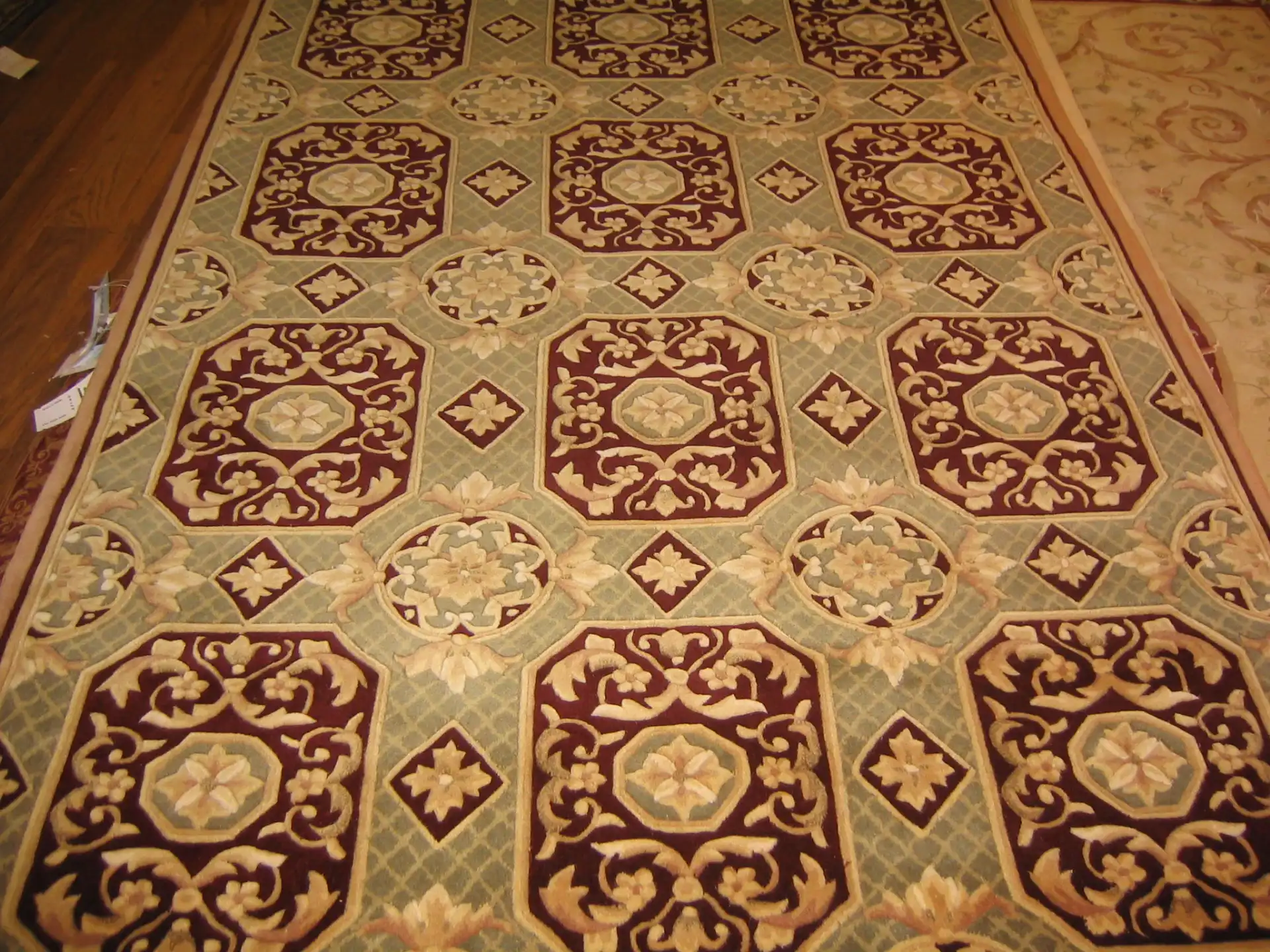 Naples Floral Tile Hand-Tufted Wool Rug in Multicolor, detail view