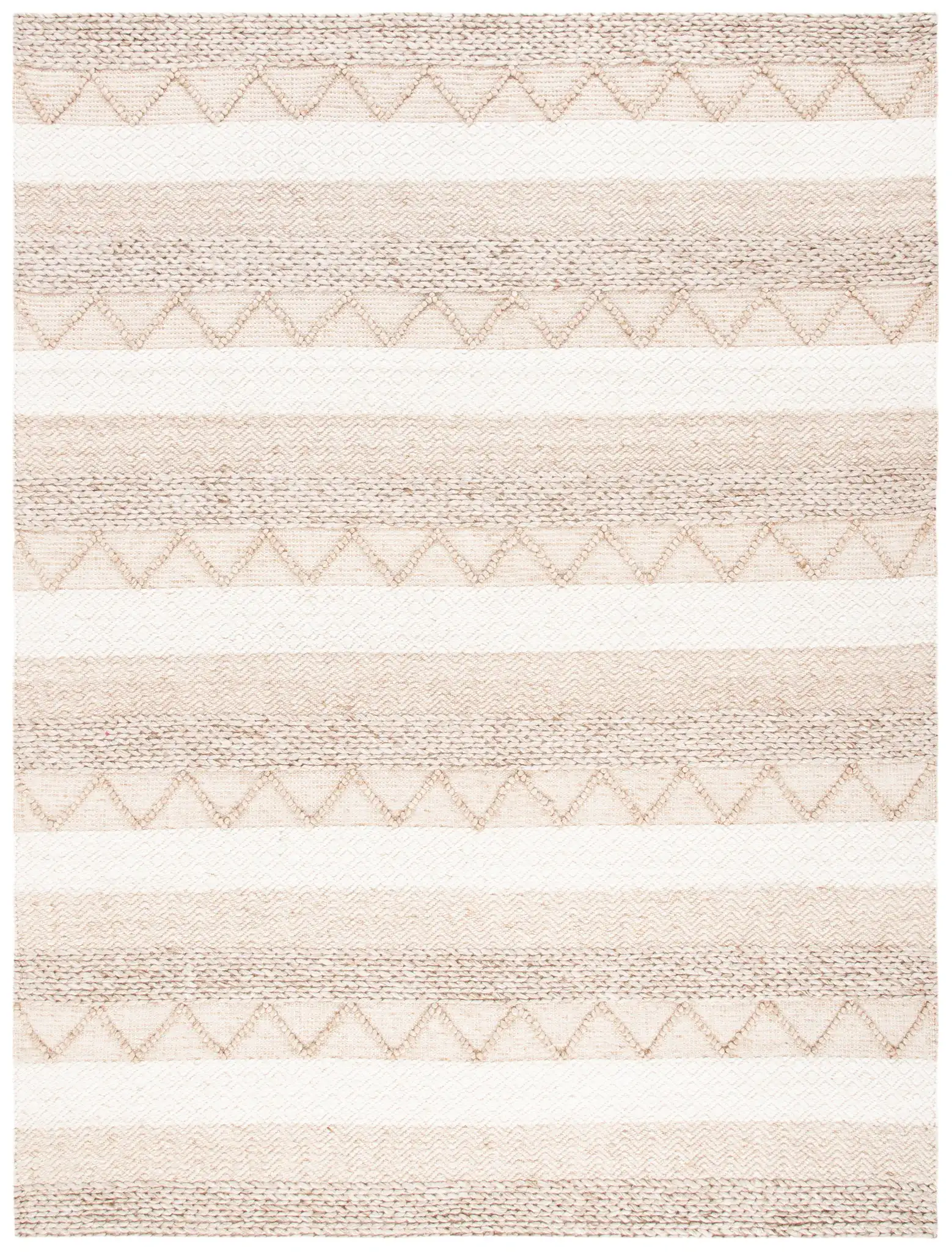 Natura Striped Chevron Hand-Woven Rug in Beige