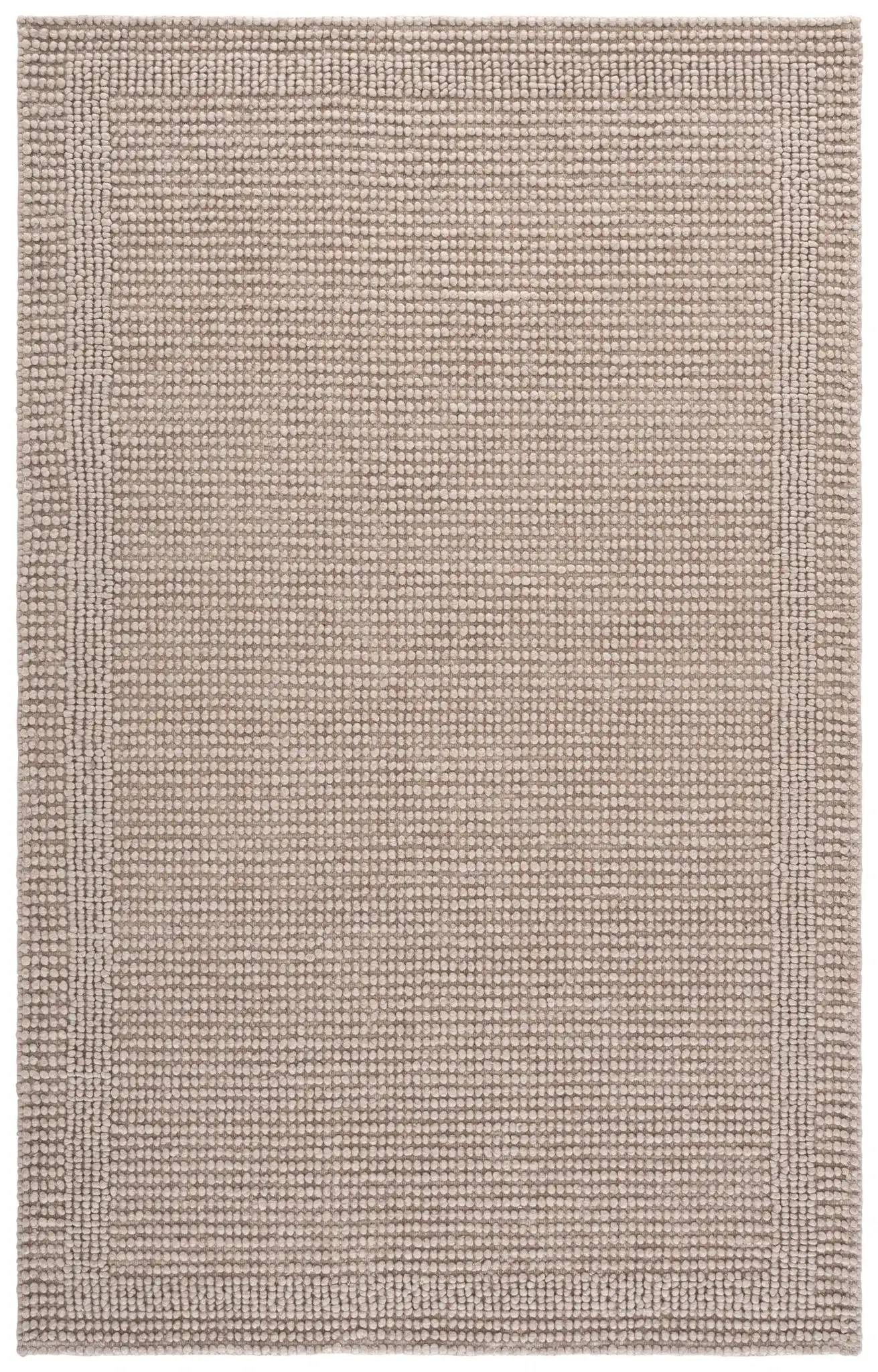 Natura Textured Bordered Hand-Woven Rug in Beige