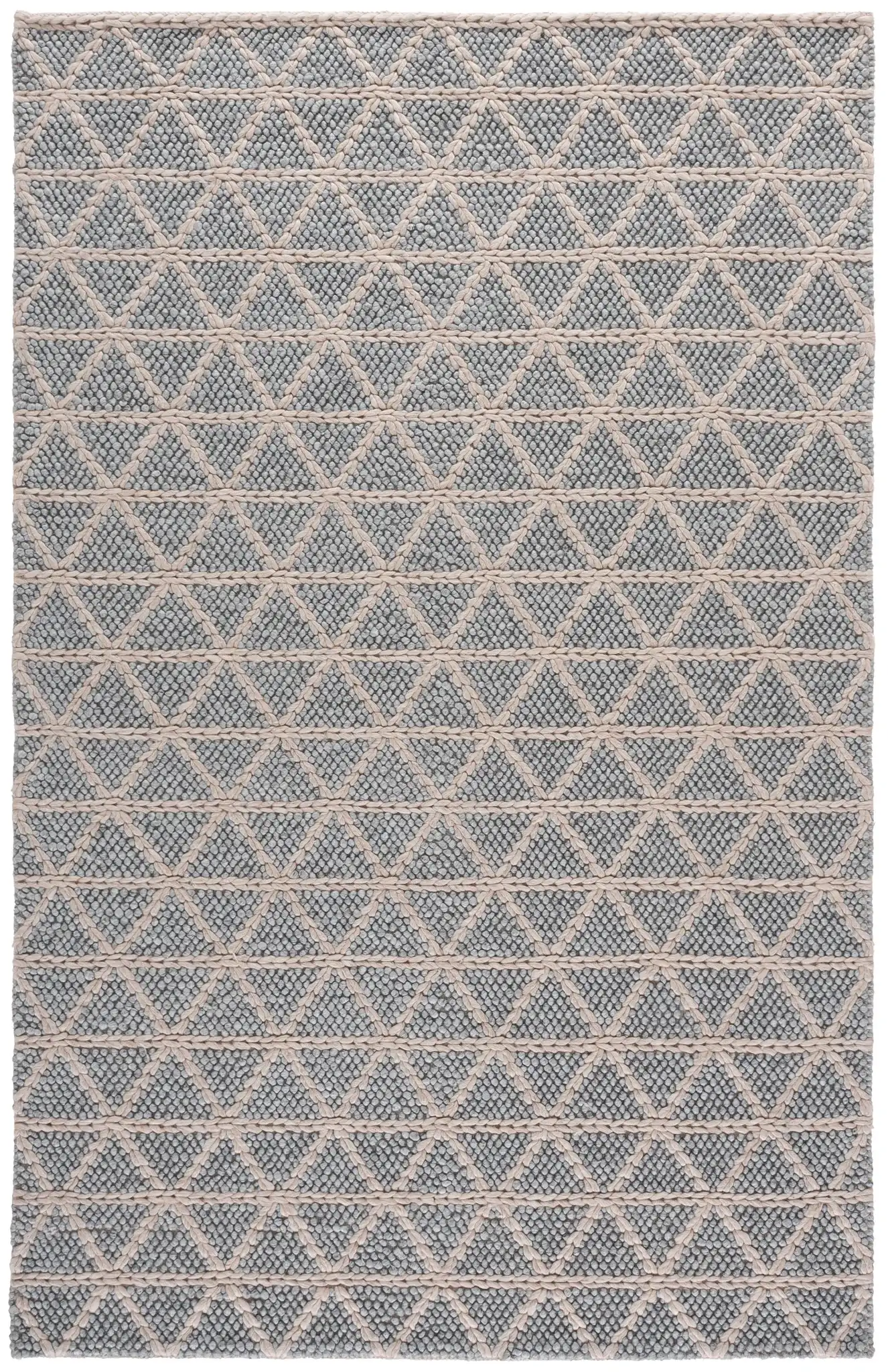 Natura Triangle Grid Hand-Woven Rug in Gray / Beige