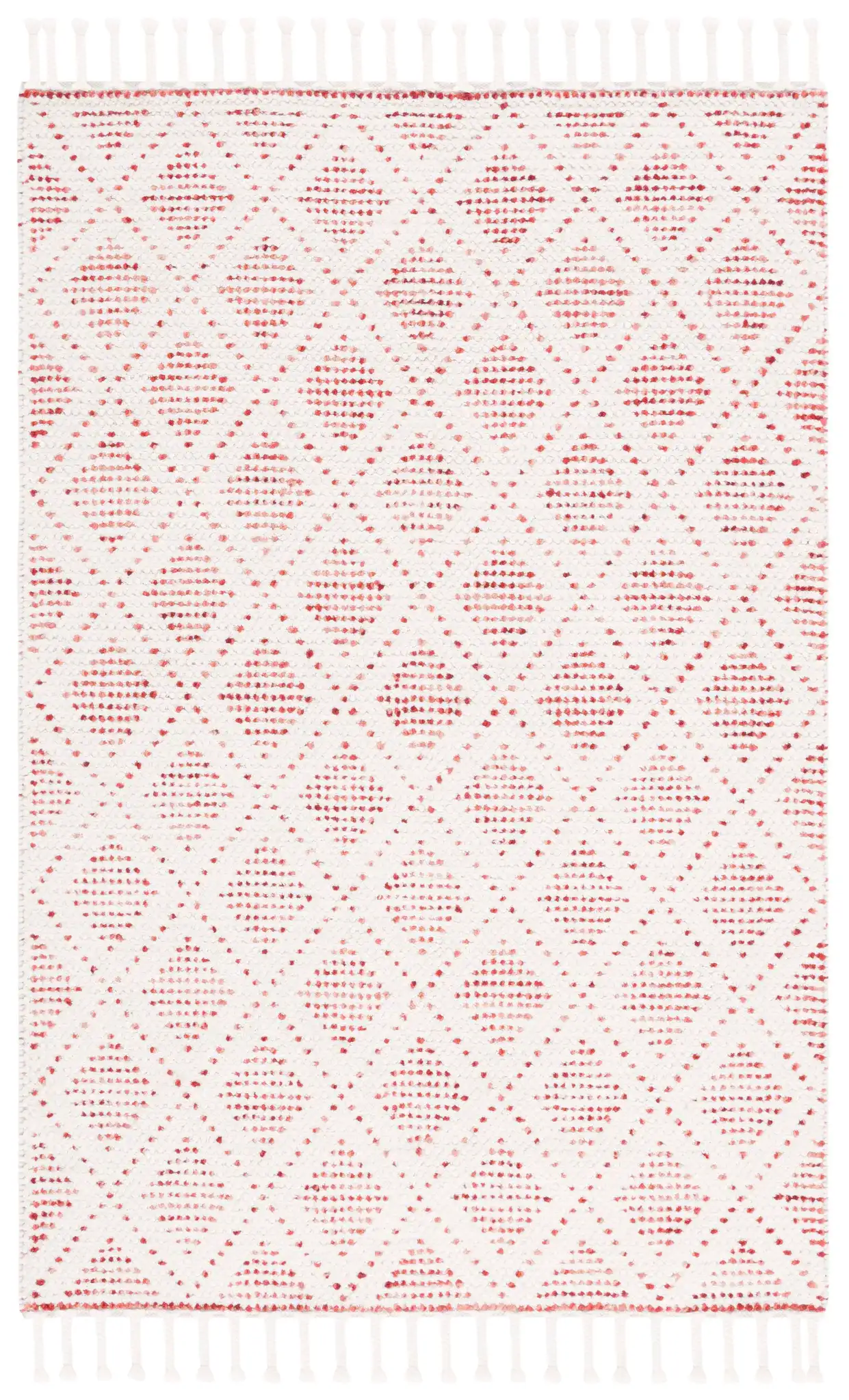 Natura Diamond Hand-Loomed Wool Rug in Ivory / Red