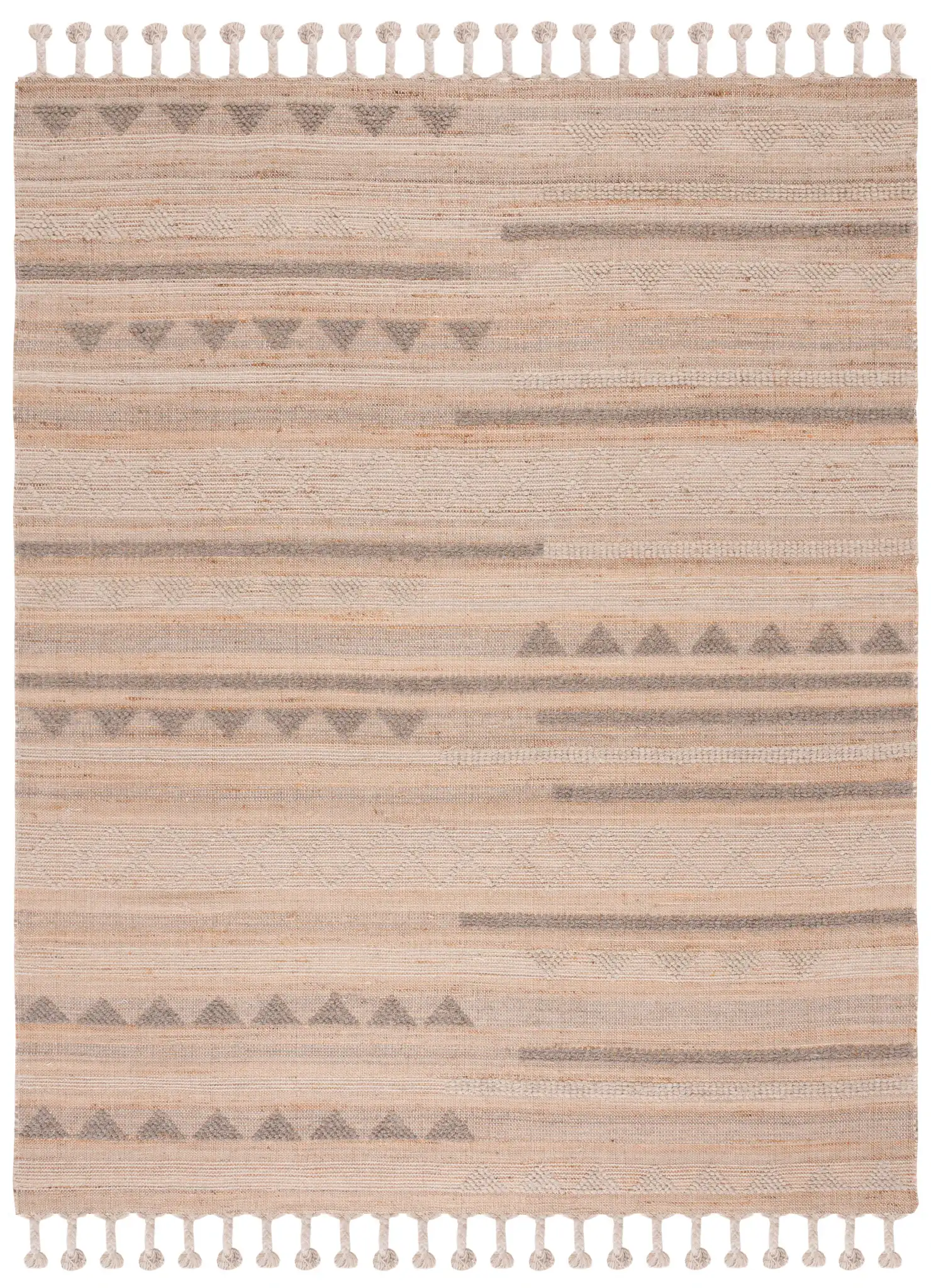 Natura Banded Triangle Flatweave Rug in Natural / Beige