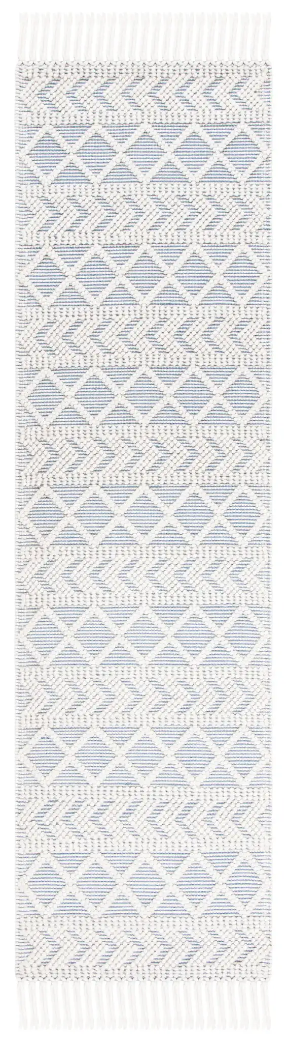 Natura Diamond And Chevron Hand-Loomed Rug in Blue / Ivory, detail view