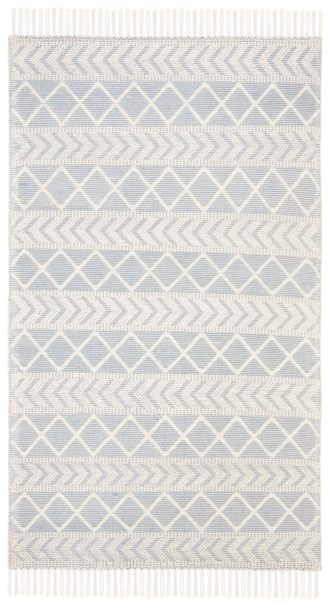 Natura Diamond And Chevron Hand-Loomed Rug in Blue / Ivory, detail view