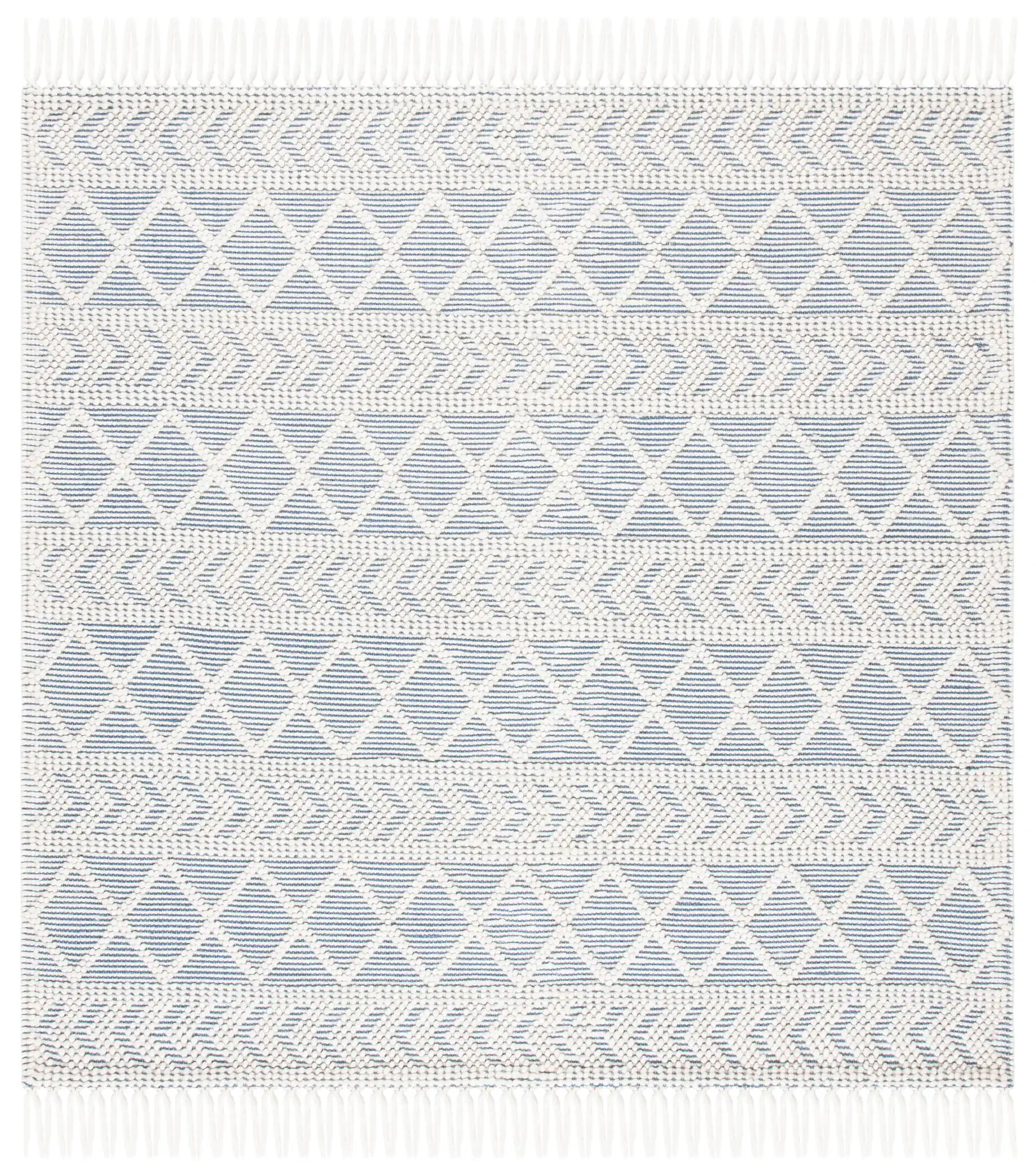 Natura Diamond And Chevron Hand-Loomed Rug in Blue / Ivory