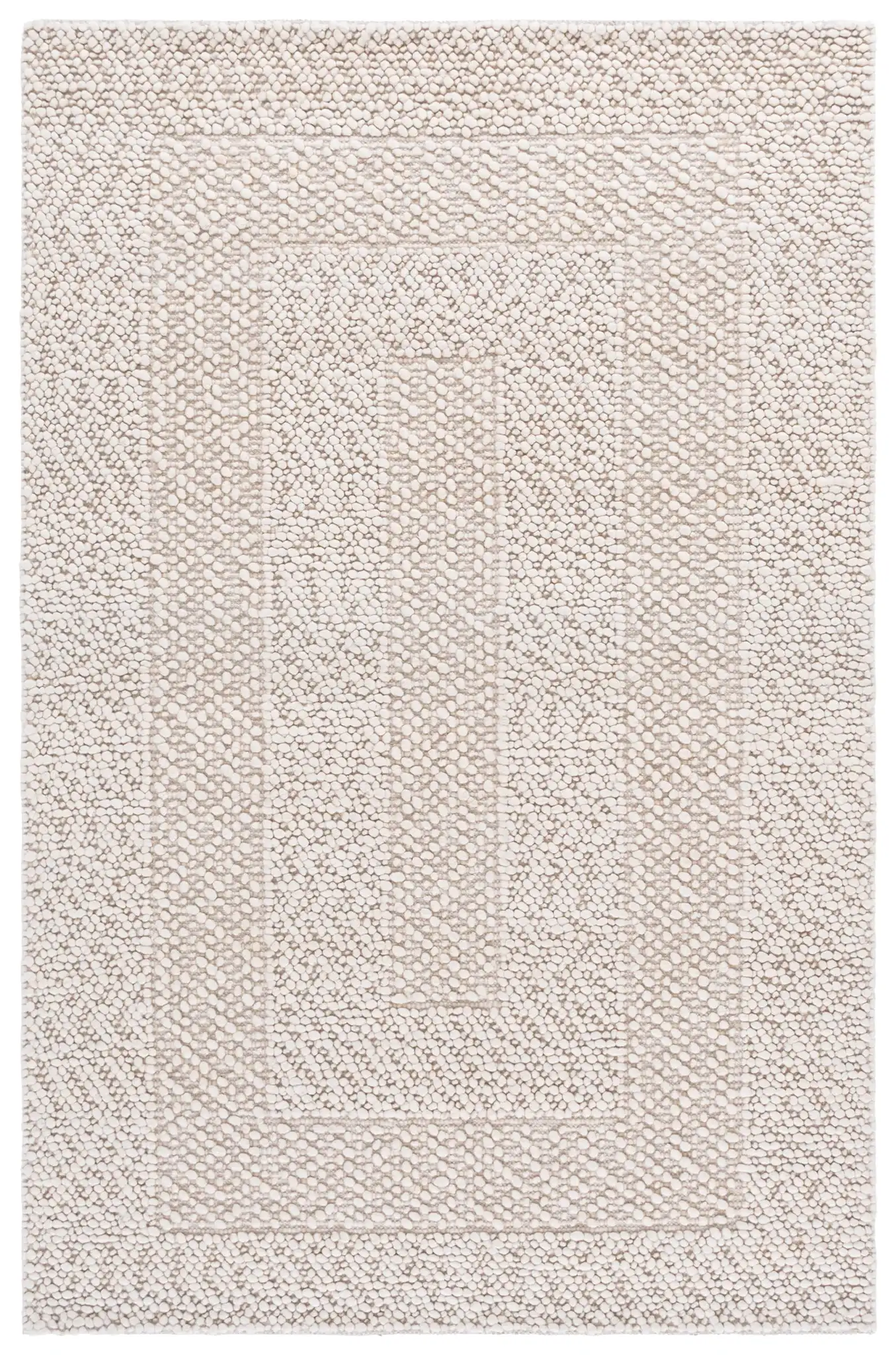 Natura Concentric Border Hand-Woven Rug in Ivory