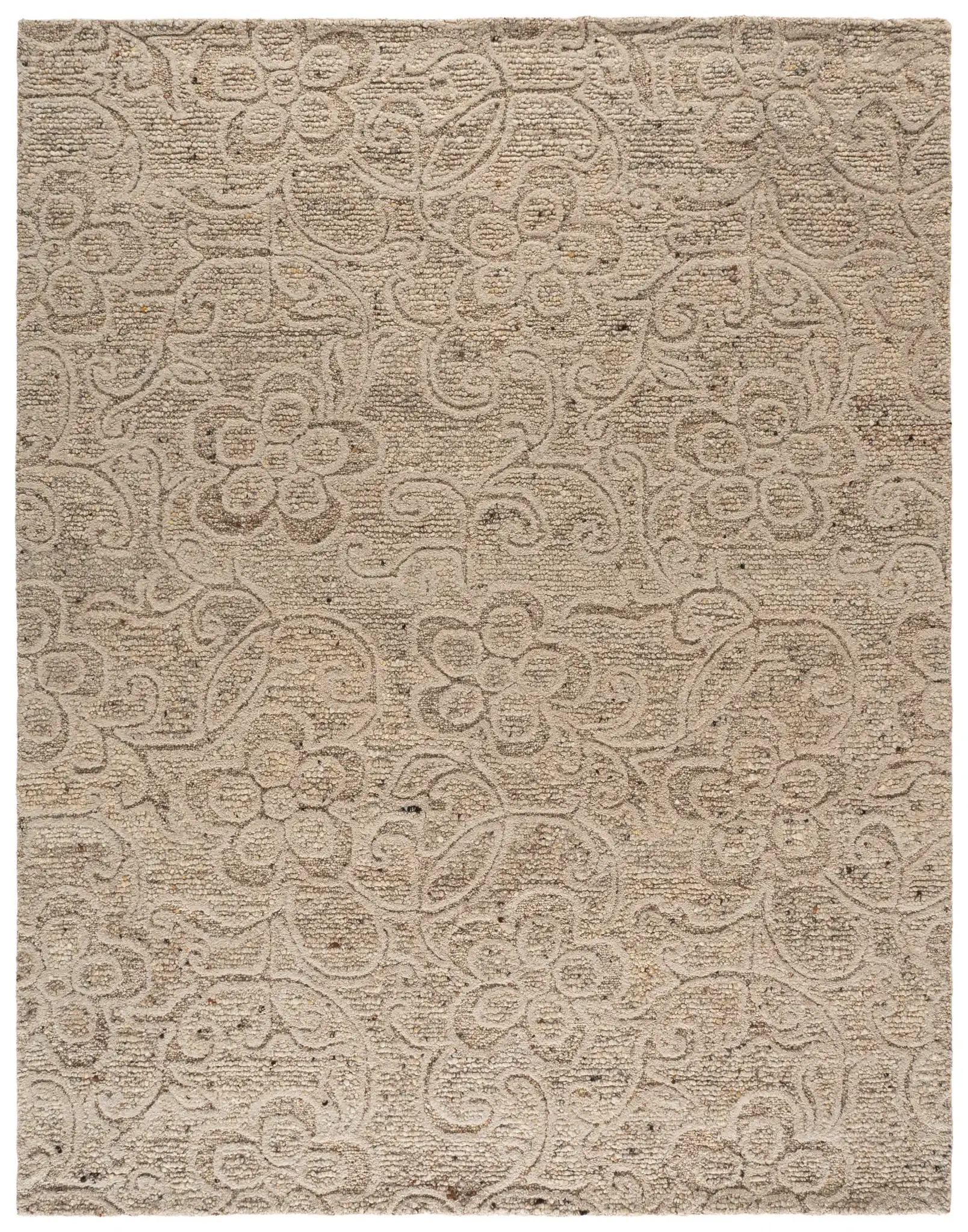 Natura Transitional Floral Hand-Tufted Wool Rug in Beige