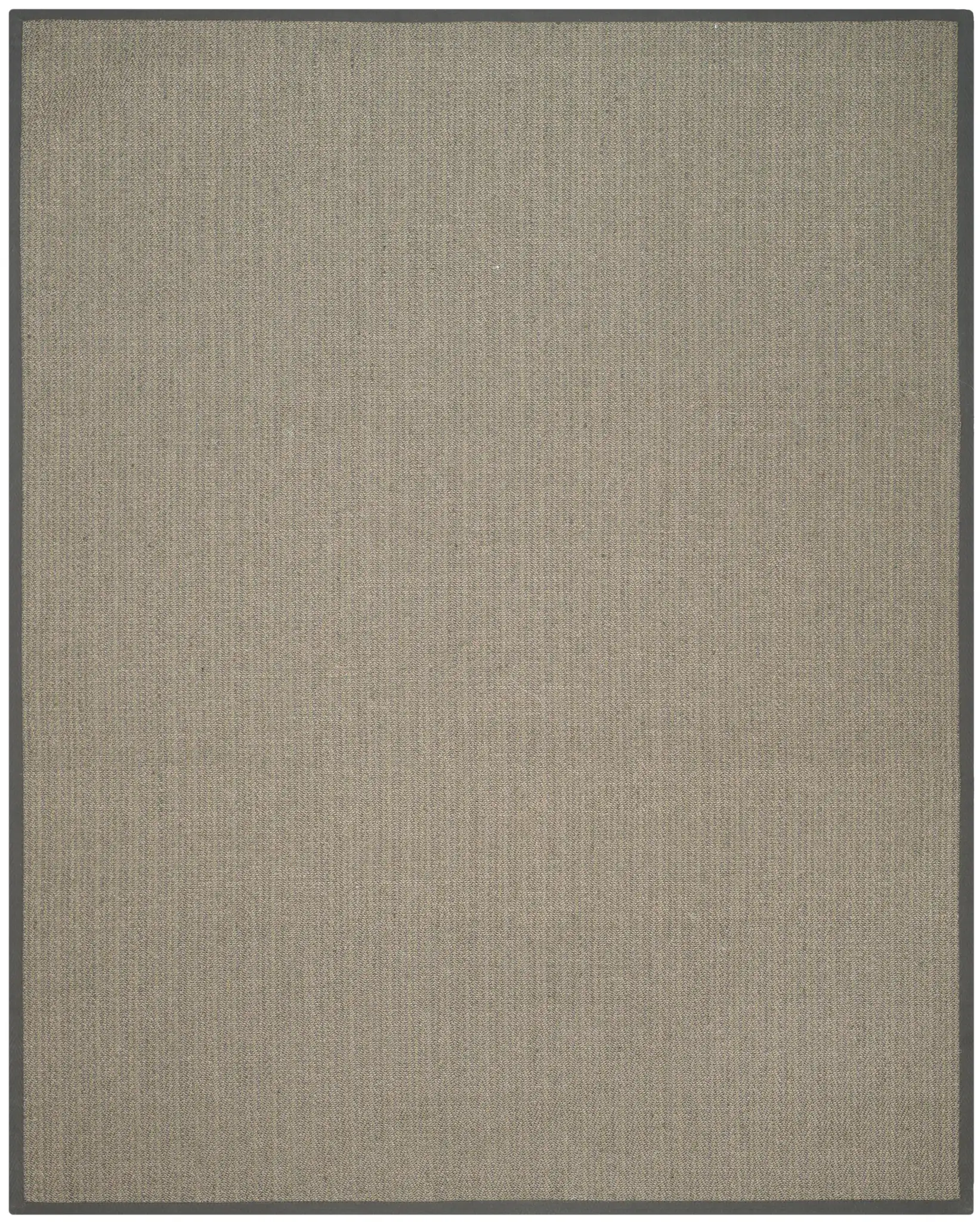 Natural Fiber Solid Bordered Rug in Gray Brown / Gray
