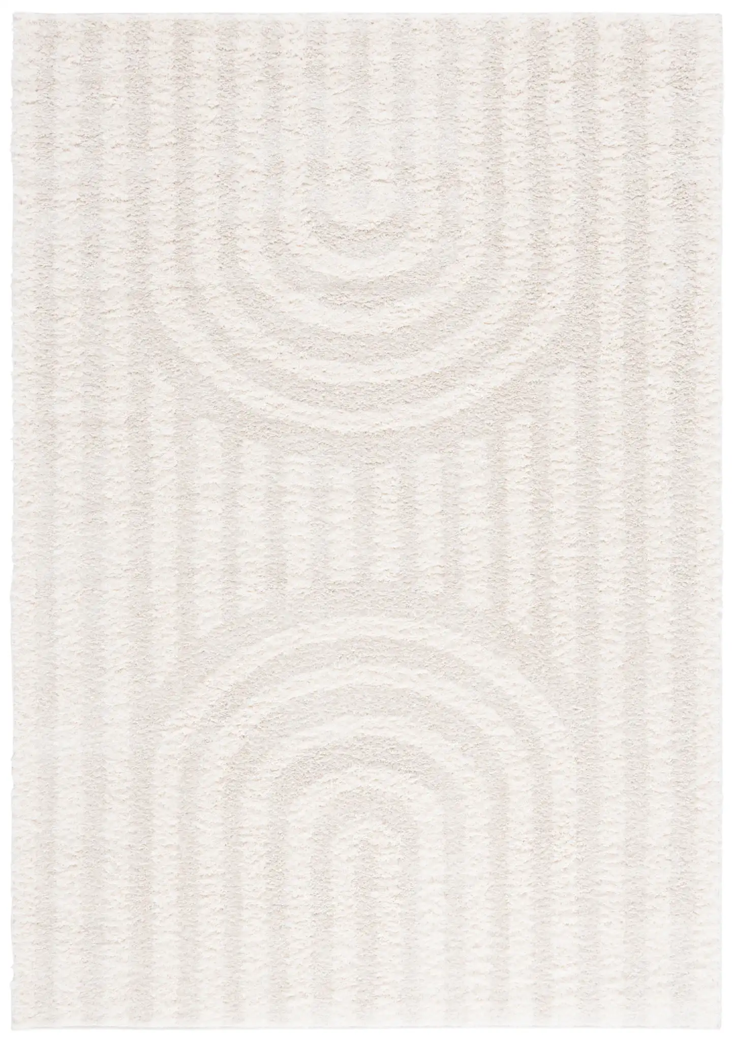 Norway Arch And Stripe Shag Rug in Ivory / Gray