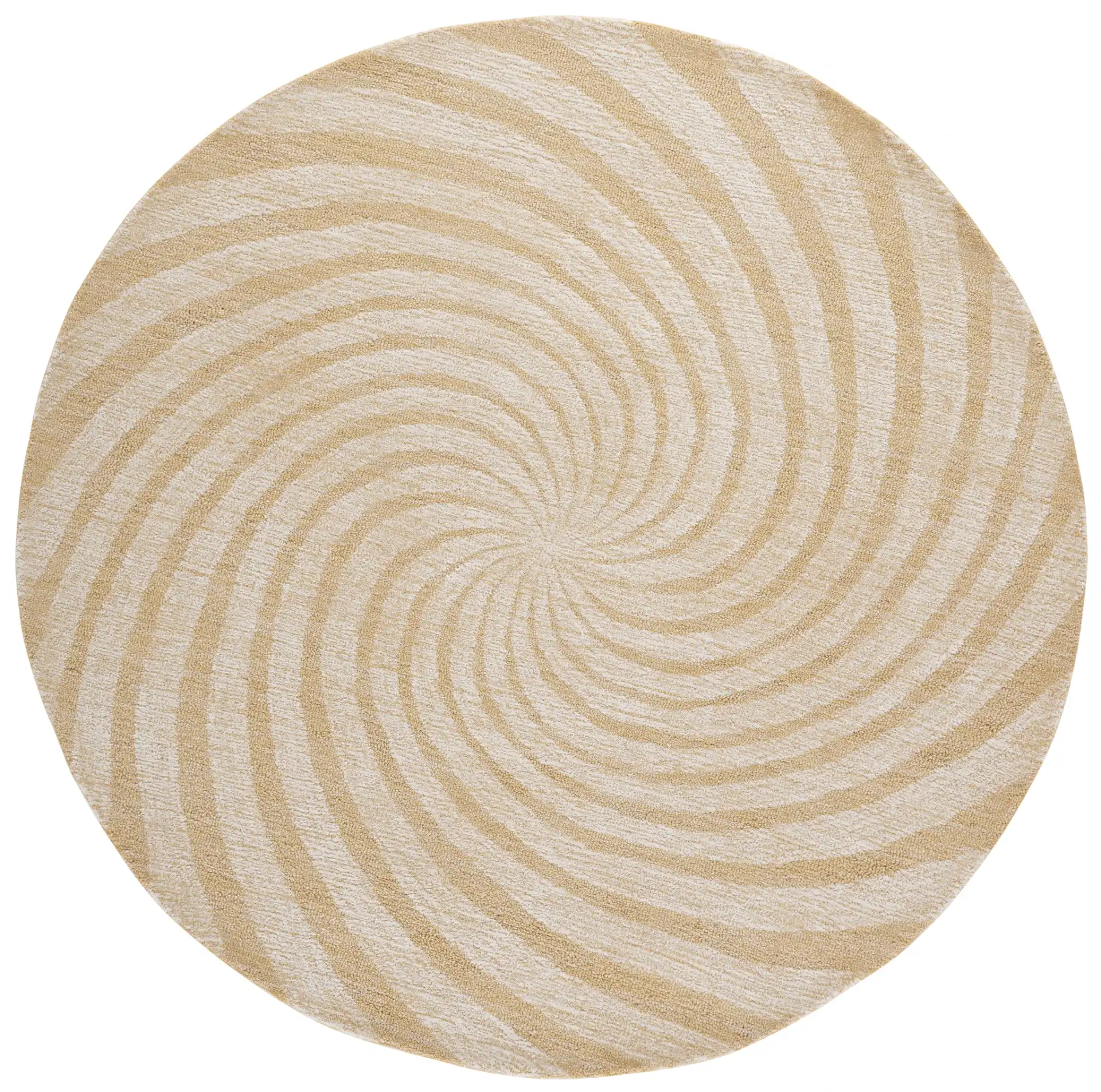 Novelty Spiral Wool Rug in Light Gold / Ivory