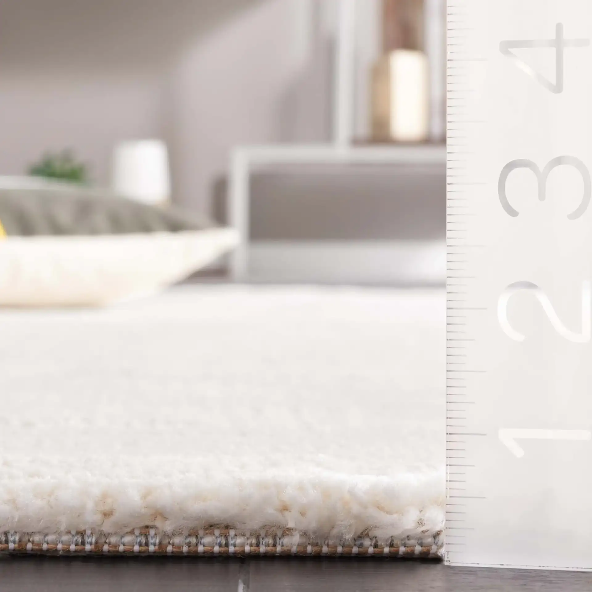 Neptune Broken Stripe Rug in Ivory / Gray in a styled room