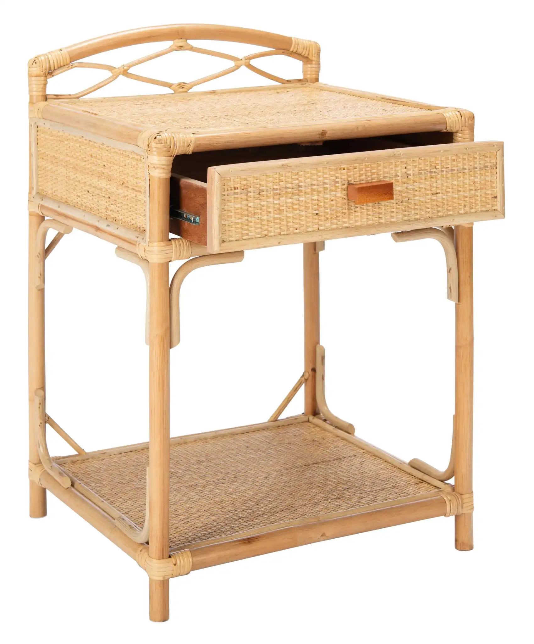 Bea One-Drawer One-Shelf Nightstand in Natural, detail view
