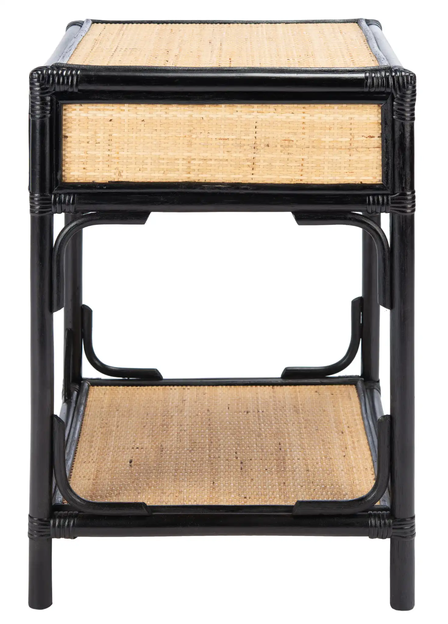 Roya One-Drawer One-Shelf Nightstand in Black / Natural, detail view