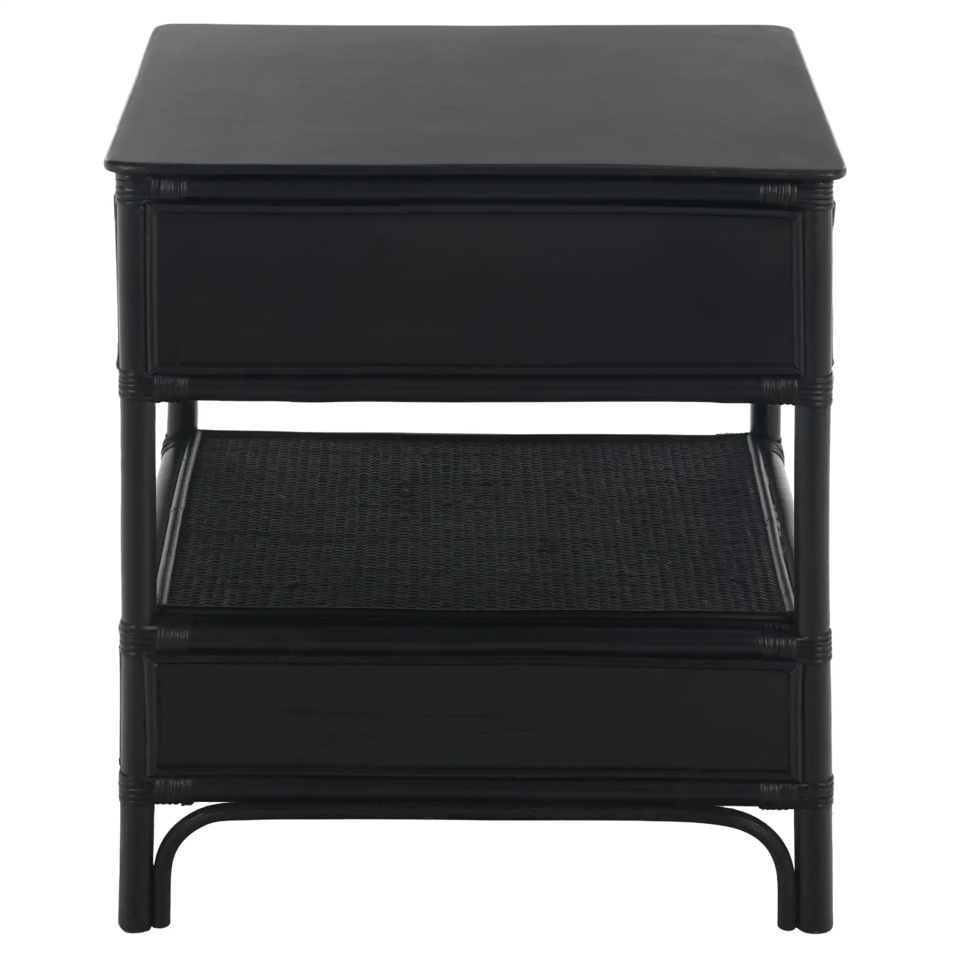 Imari One-Drawer One-Shelf Nightstand in Black, detail view