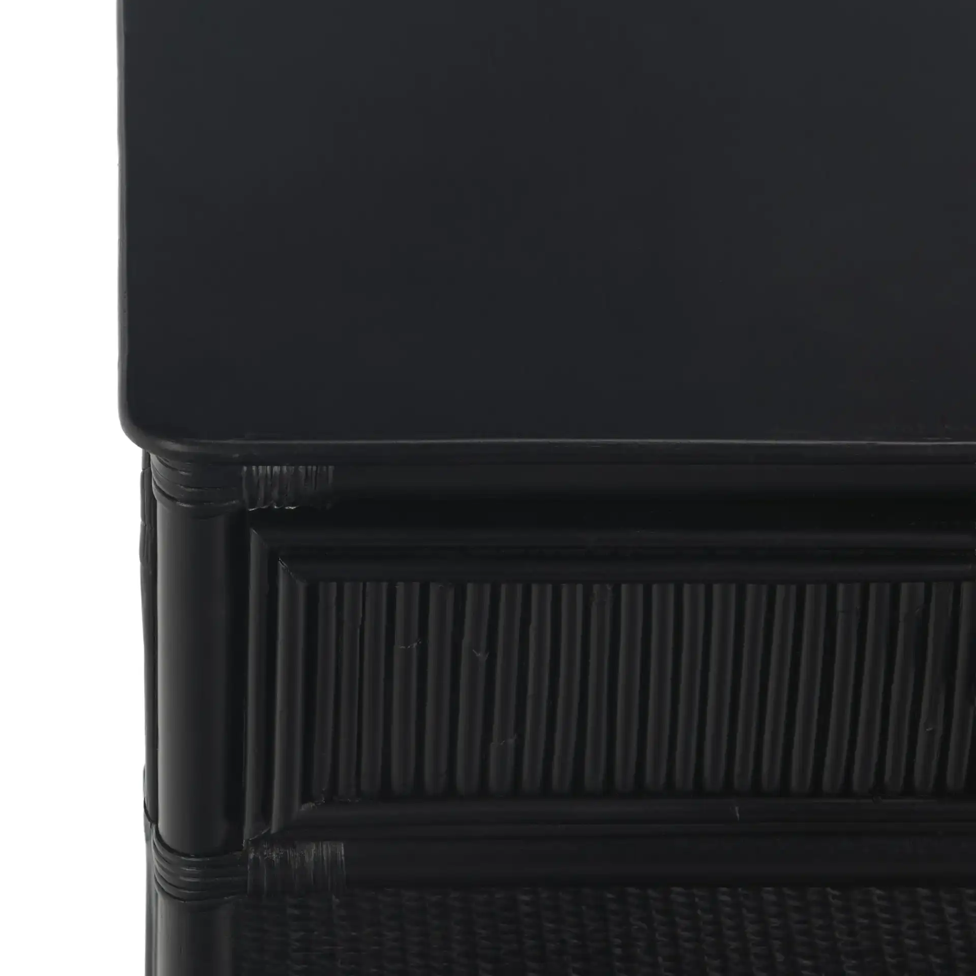 Imari One-Drawer One-Shelf Nightstand in Black in a styled room