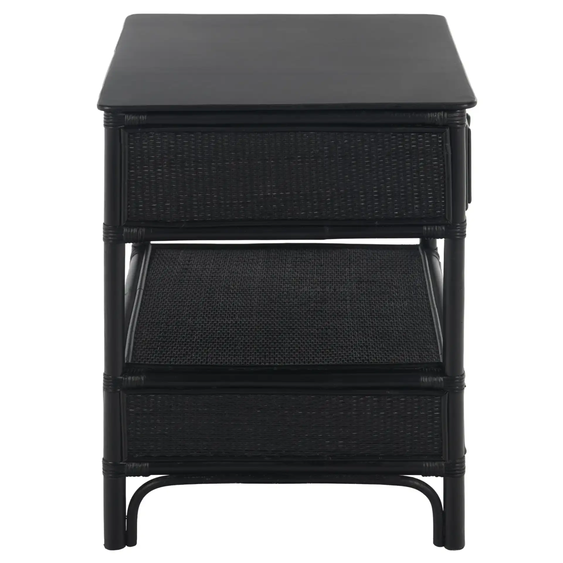 Imari One-Drawer One-Shelf Nightstand in Black, detail view