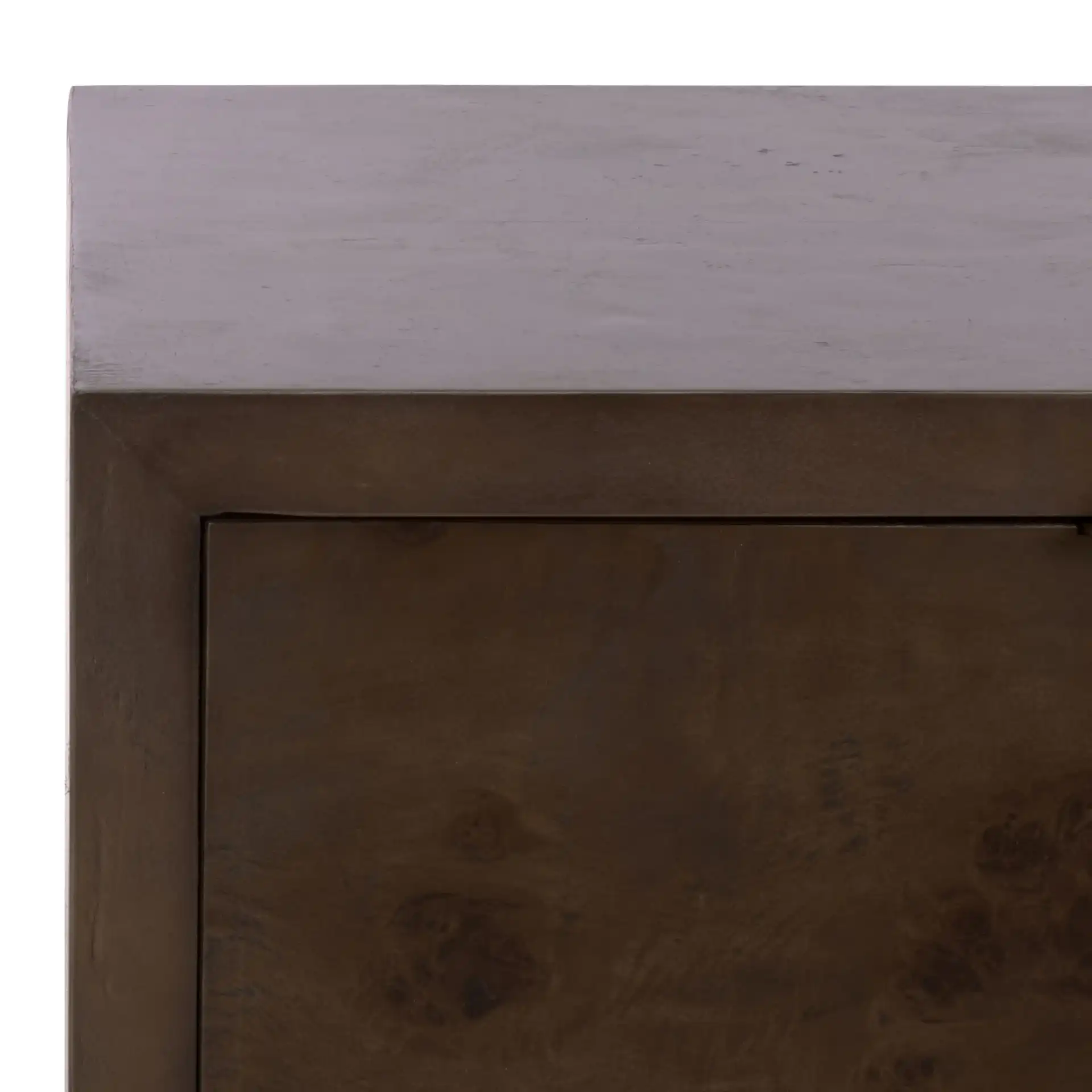 Lavana Two-Drawer Nightstand in Dark Oak in a styled room