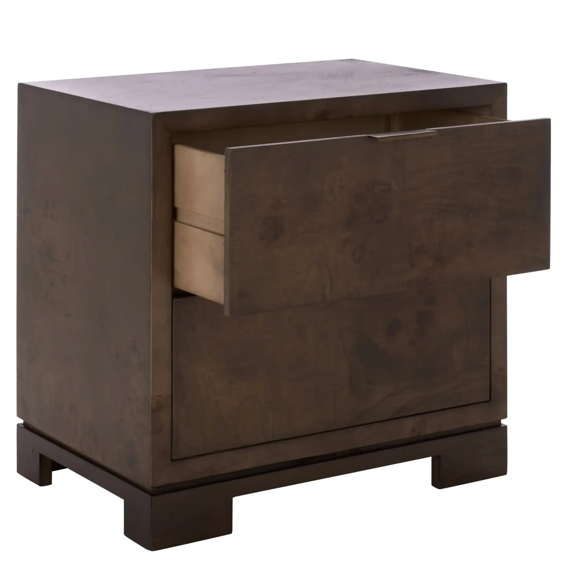Lavana Two-Drawer Nightstand in Dark Oak, detail view