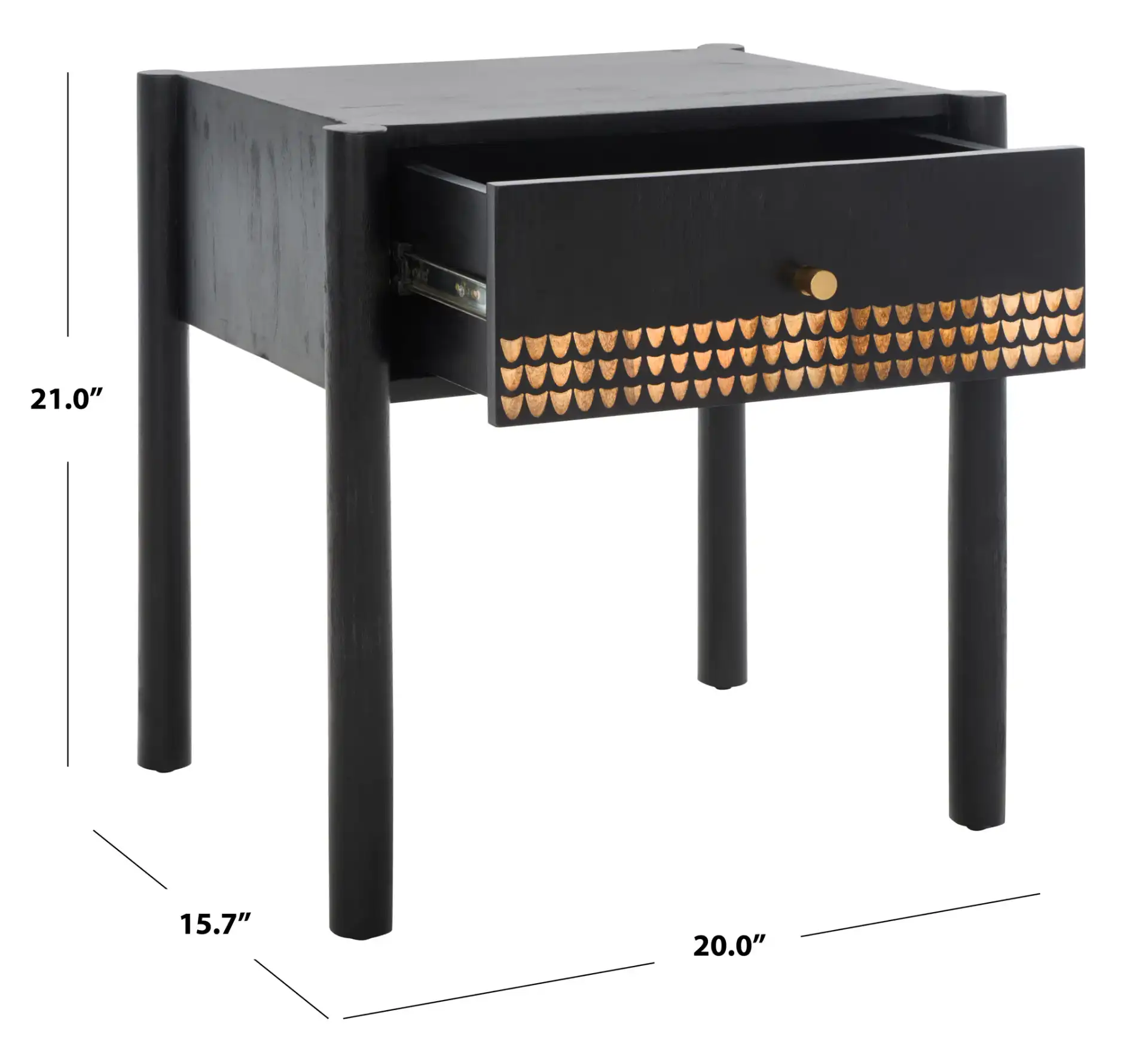 Errington One-Drawer Nightstand in Black / Natural, detail view