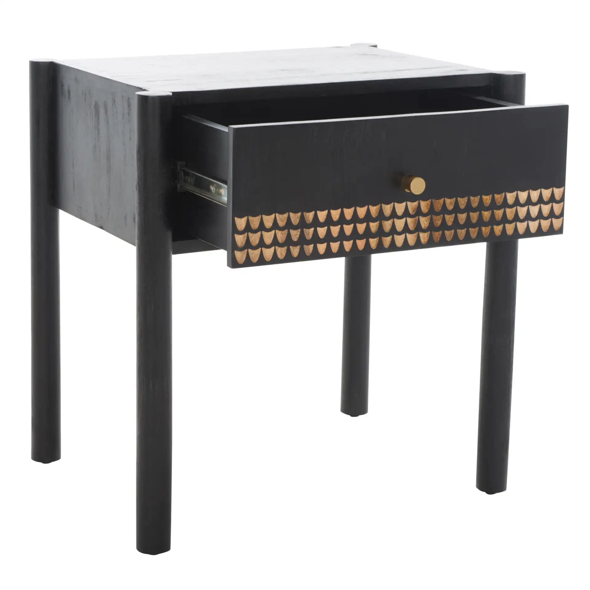 Errington One-Drawer Nightstand in Black / Natural, detail view