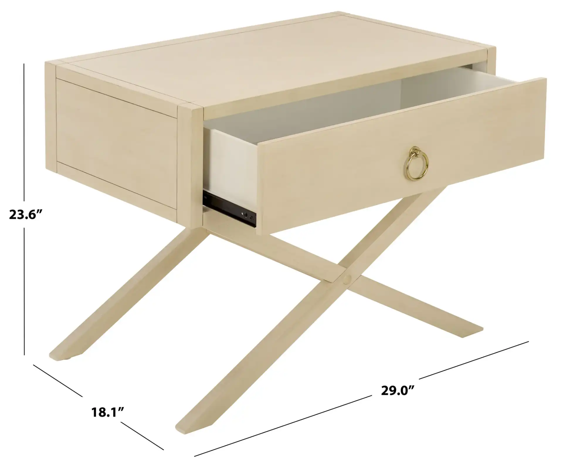 Large Sadie One-Drawer Nightstand in Antique White, detail view