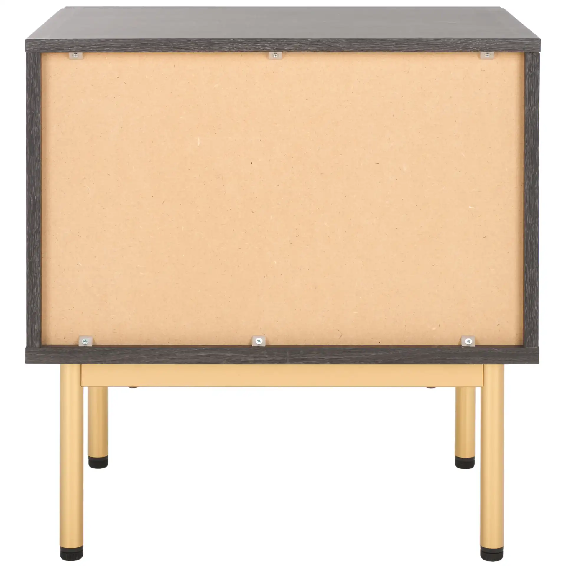 Axelle One-Drawer Nightstand in Distressed Black / Gold, detail view