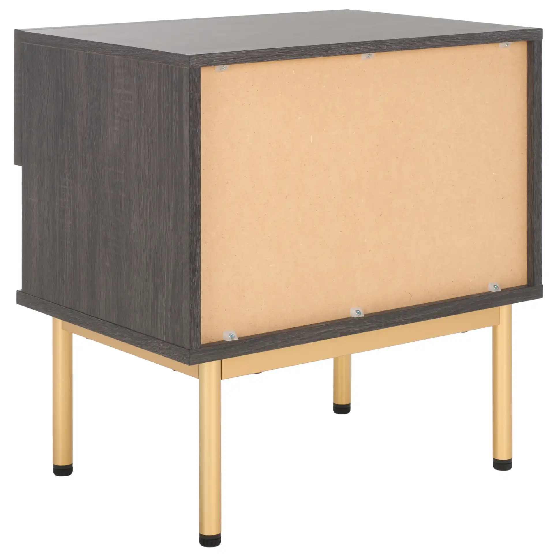 Axelle One-Drawer Nightstand in Distressed Black / Gold, detail view