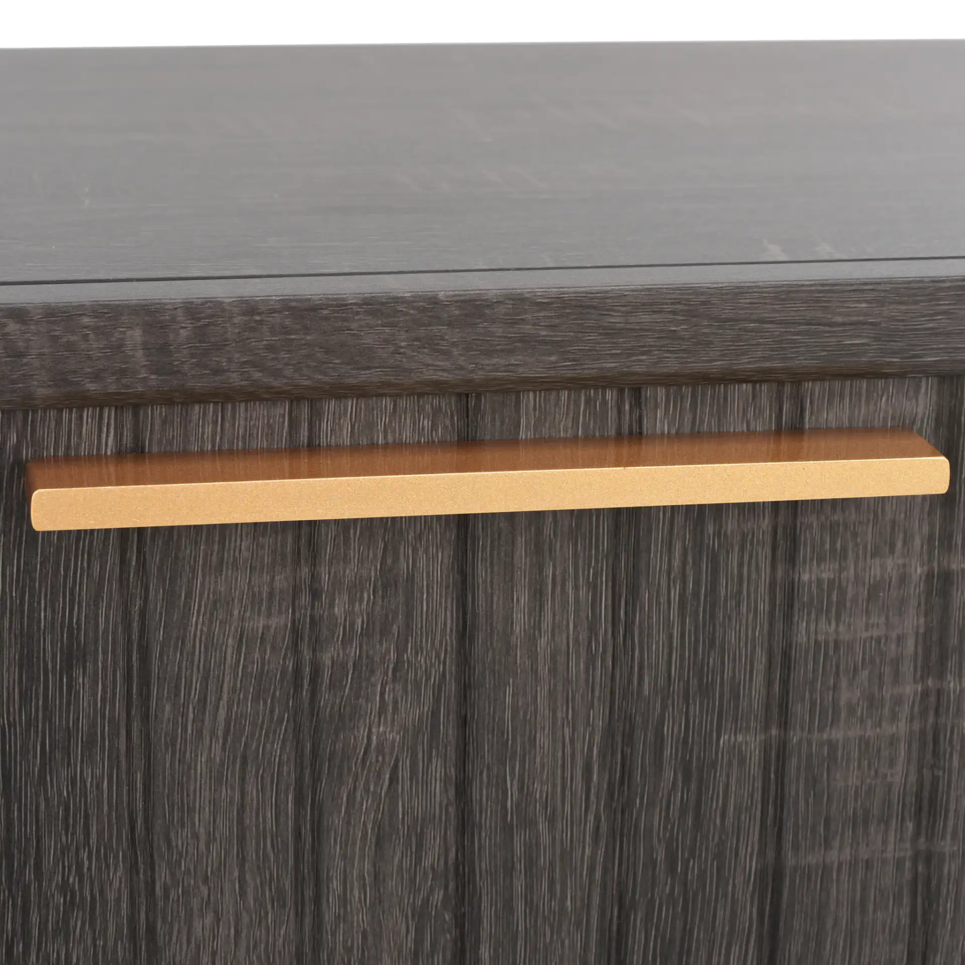 Axelle One-Drawer Nightstand in Distressed Black / Gold in a styled room
