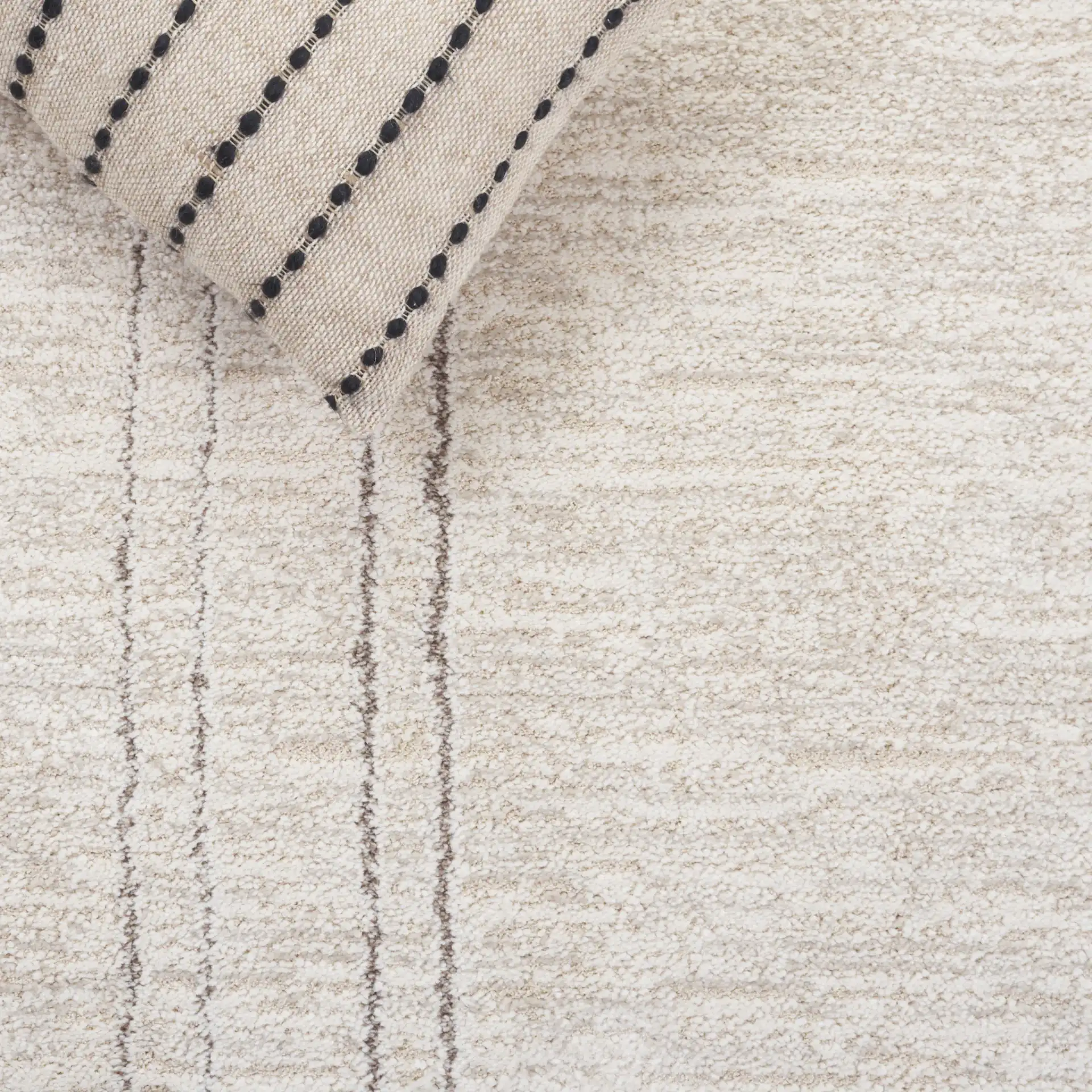 Northport Tribal Stripe Rug in Ivory / Beige in a styled room
