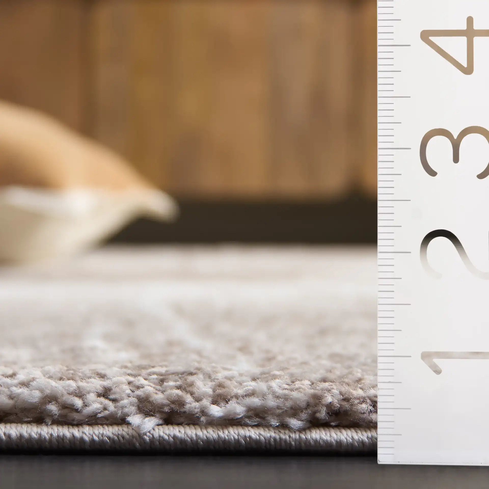 Northport Radial Ring Rug in Taupe / Ivory in a styled room