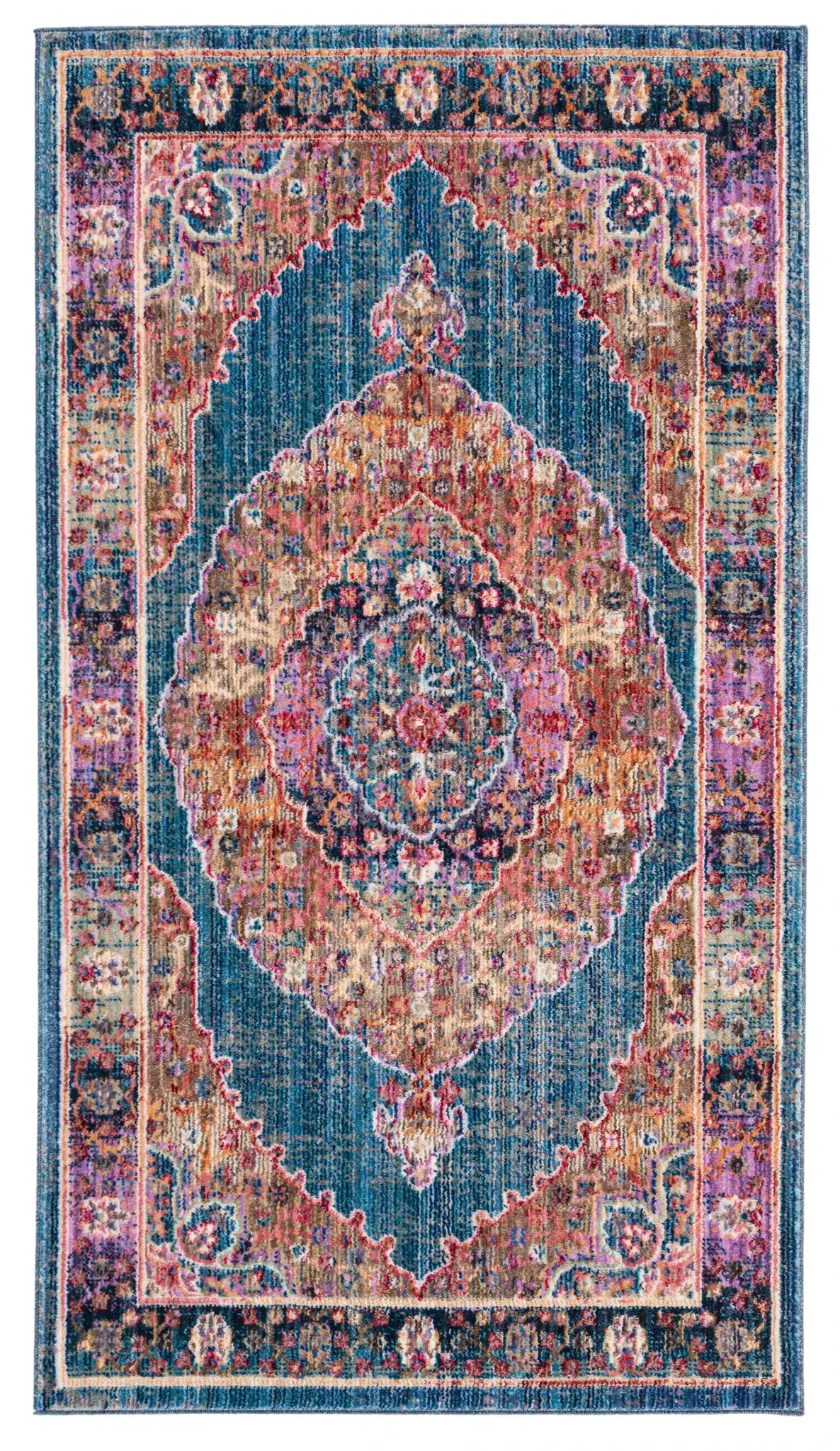 Nirvana Medallion Rug in Navy / Multicolor, detail view