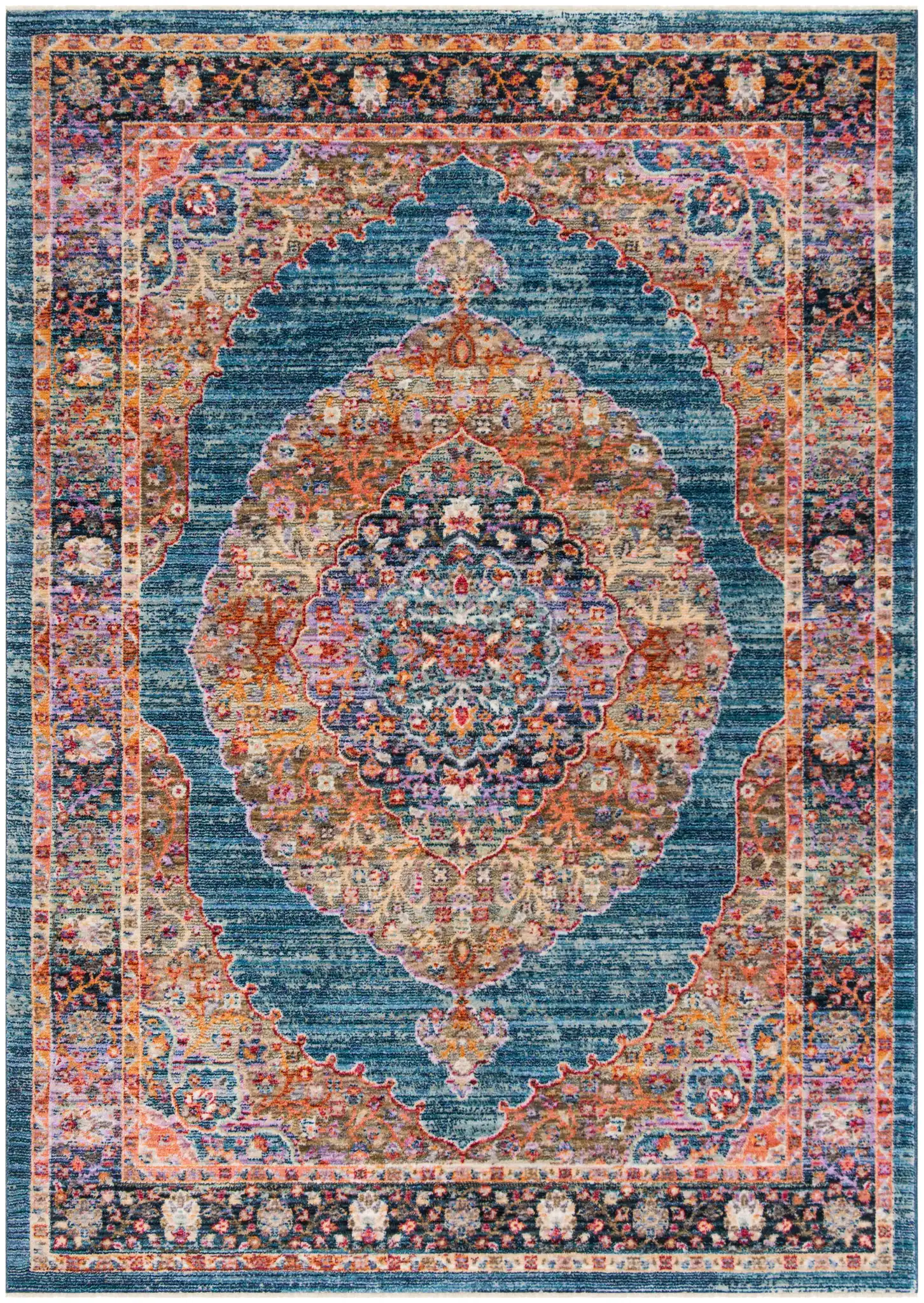Nirvana Medallion Rug in Navy / Multicolor, detail view