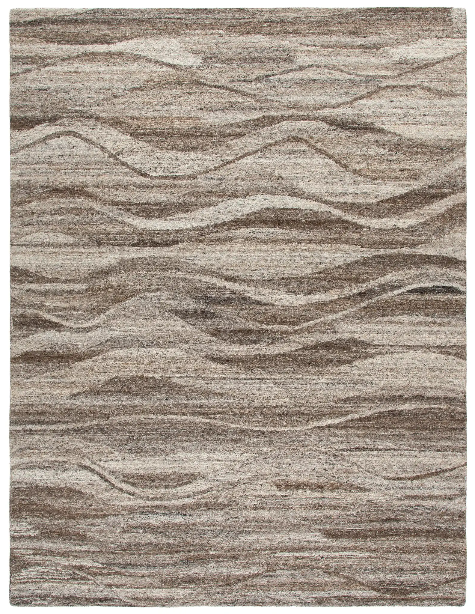 Oakwood Wave Hand-Tufted Wool Rug in Natural / Gray