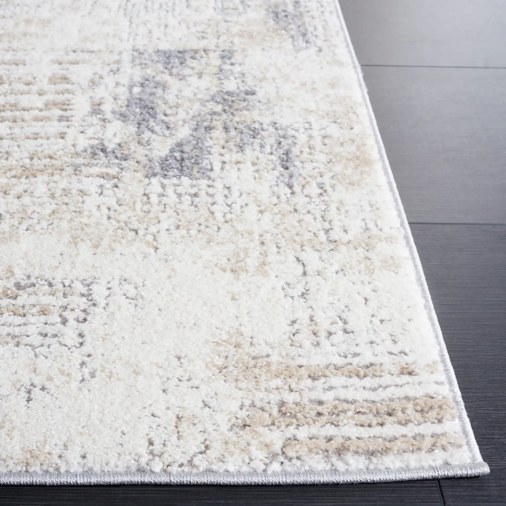 Opal Textured Block Rug in Ivory / Gray in a styled room