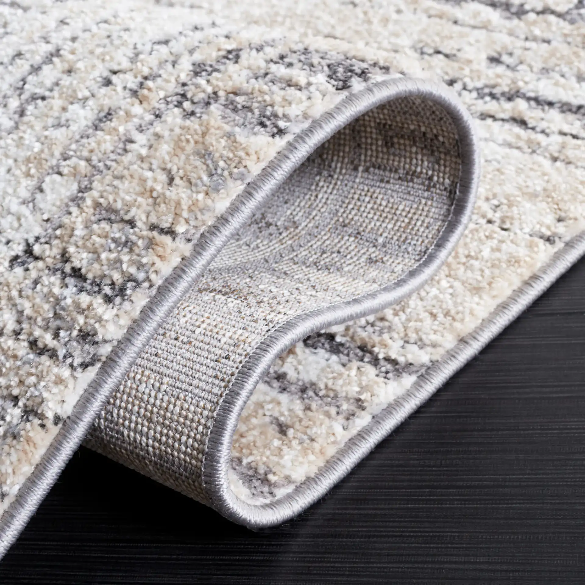 Opal Linear Block Rug in Ivory / Dark Gray in a styled room