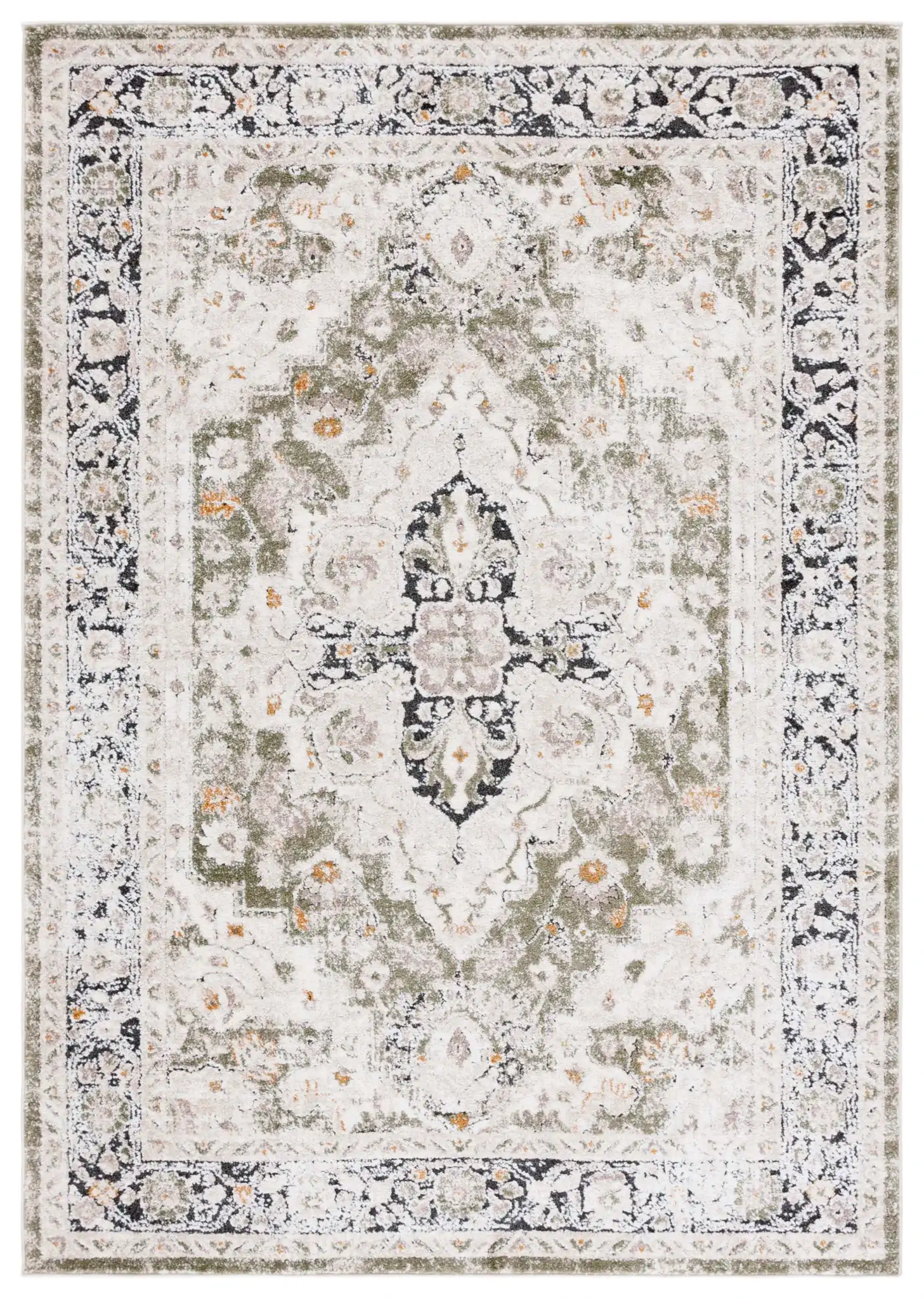 Opal Vintage Medallion Rug in Green / Beige