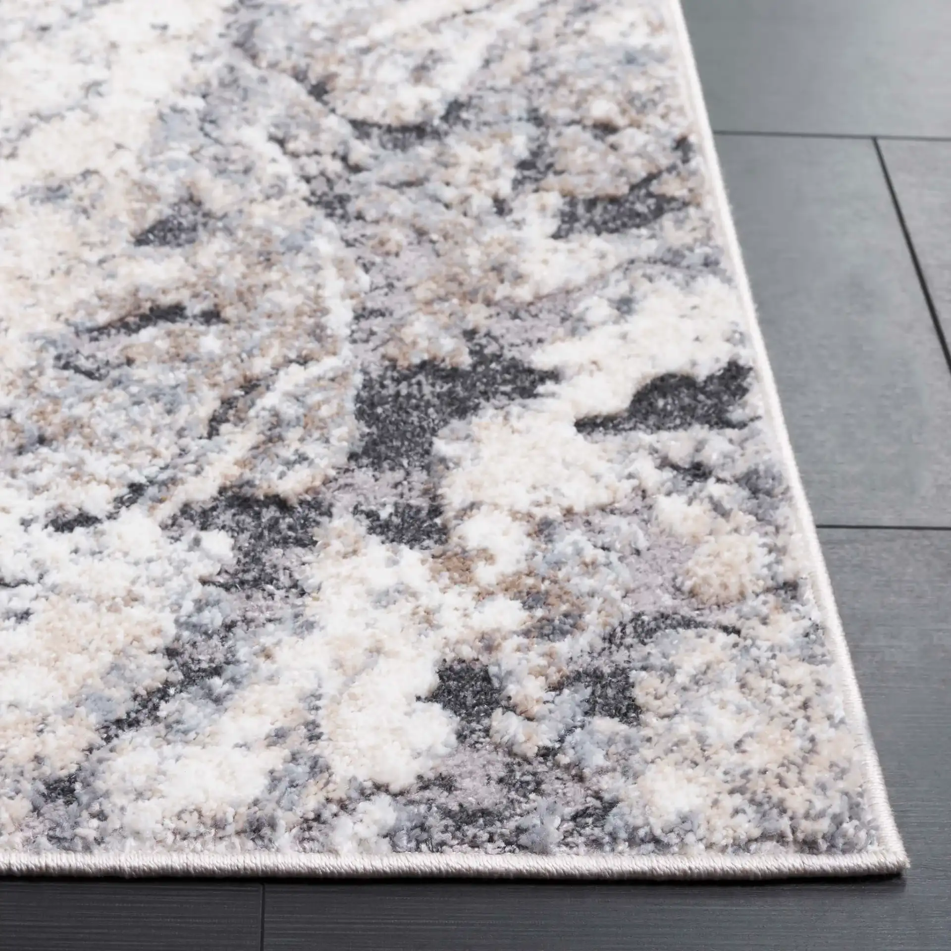 Opal Marble Rug in Beige / Gray in a styled room