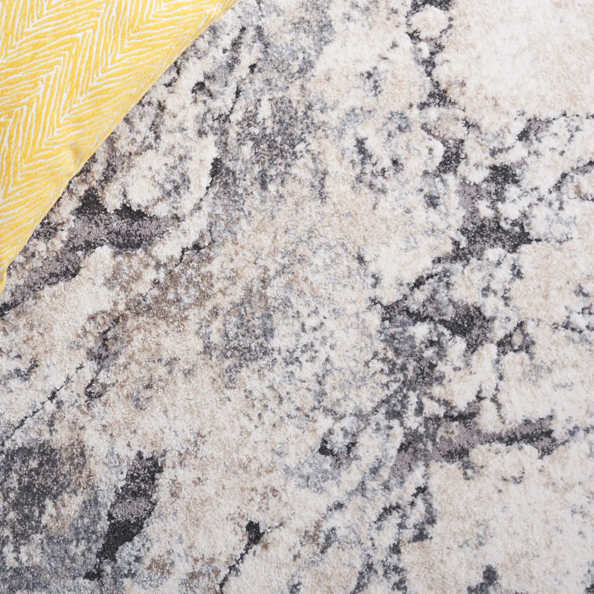Opal Marble Rug in Beige / Gray in a styled room
