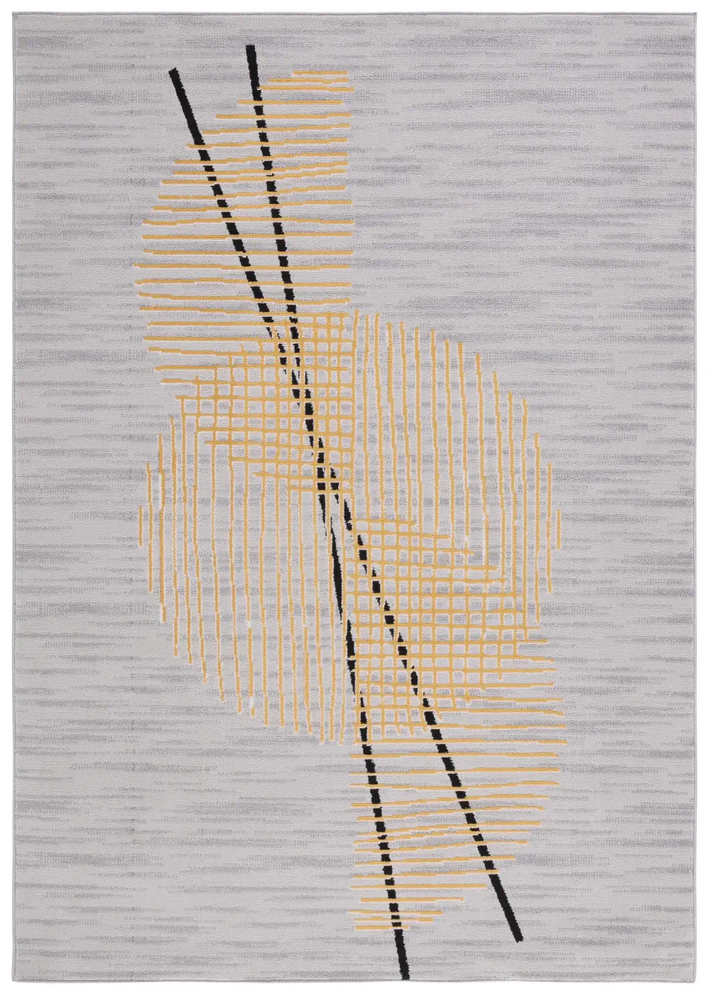 Odyssey Abstract Grid Rug in Gray / Gold