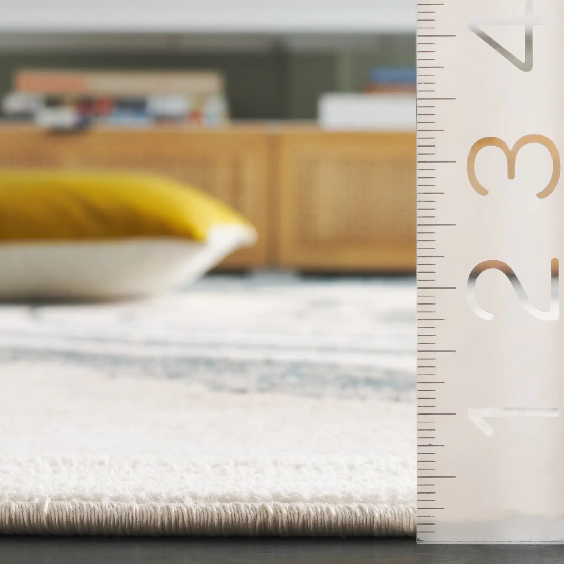 Orchard Marble Rug in Ivory / Blue in a styled room