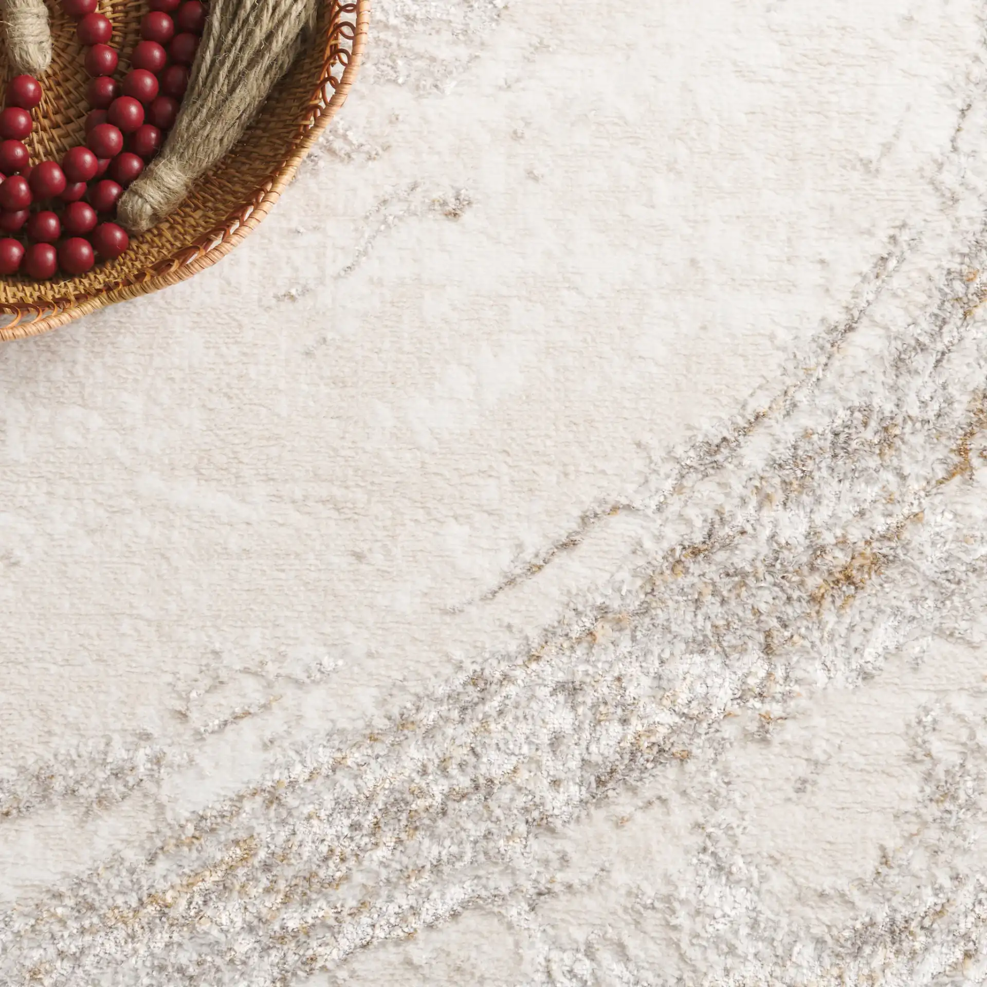 Orchard Marble Wave Rug in Gray / Gold in a styled room
