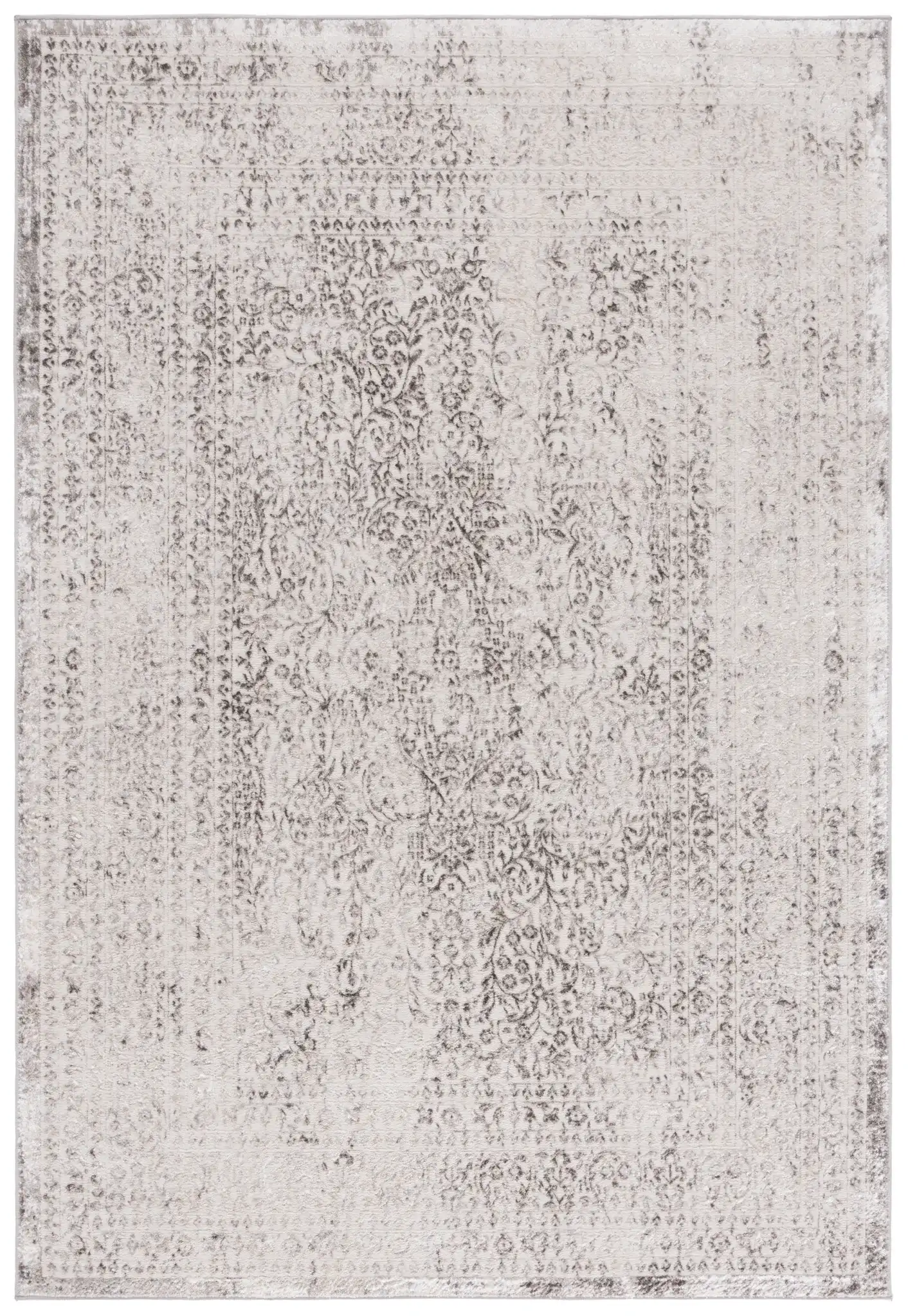 Orchard Vintage Floral Medallion Rug in Gray / Silver