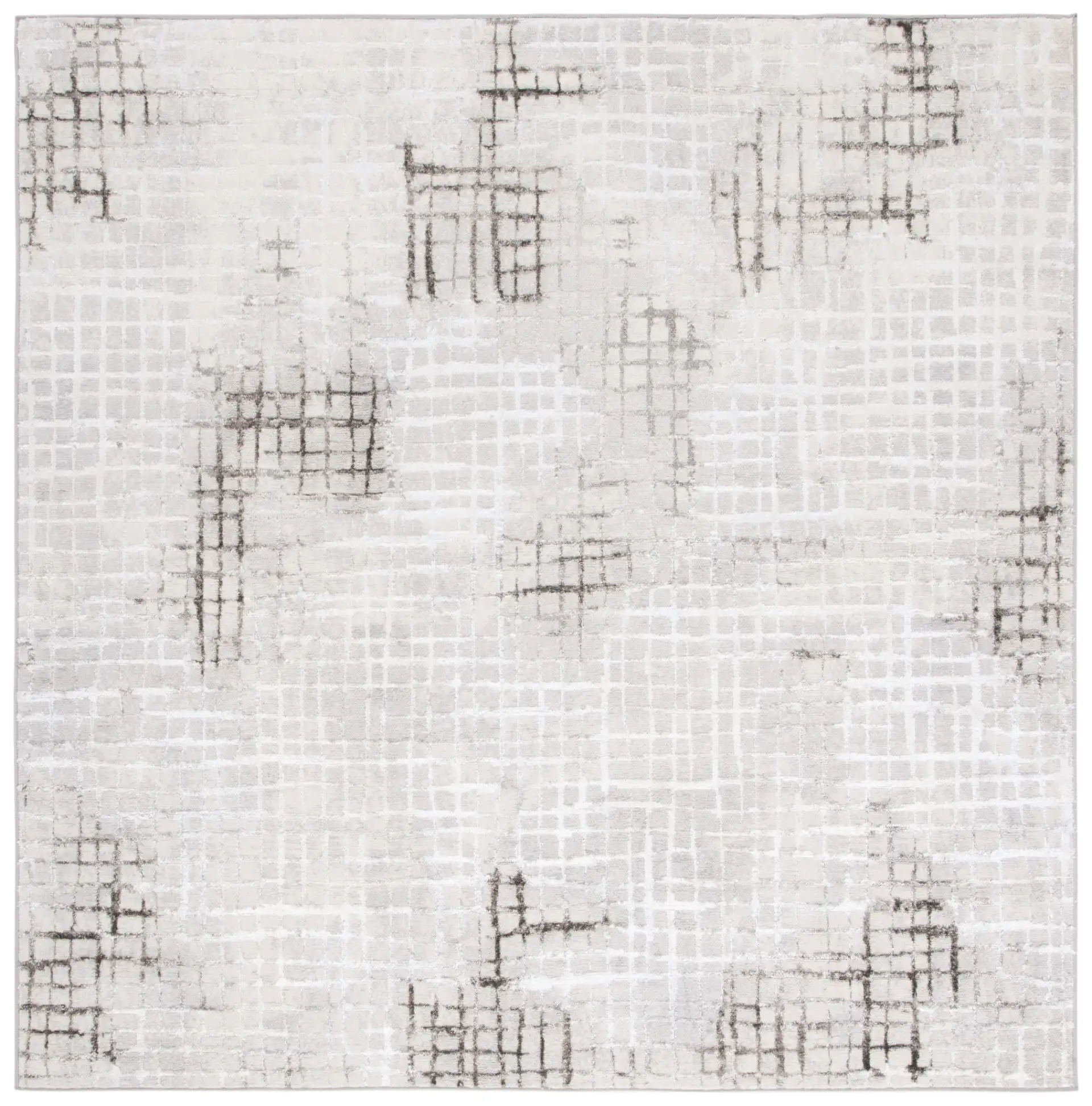 Orchard Abstract Grid Rug in Gray / Light Gray