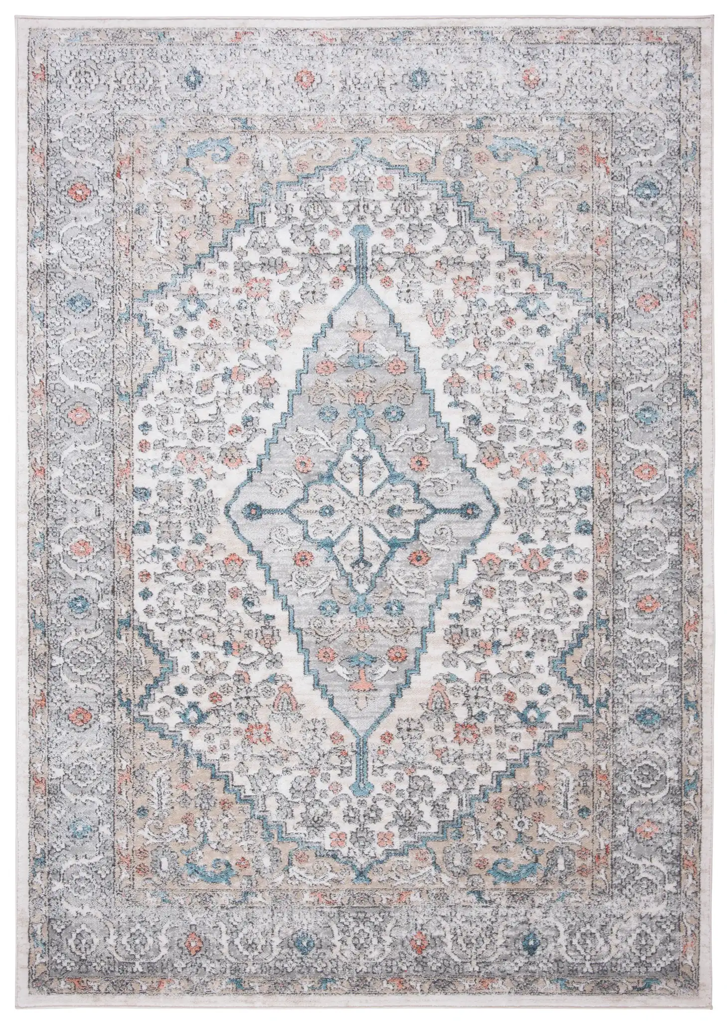 Oregon Diamond Medallion Rug in Gray / Ivory