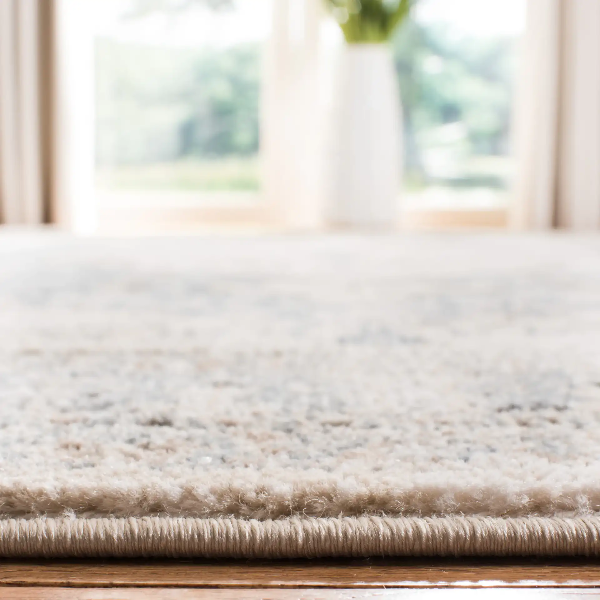 Oregon Traditional Oval Medallion Rug in Beige / Gray in a styled room