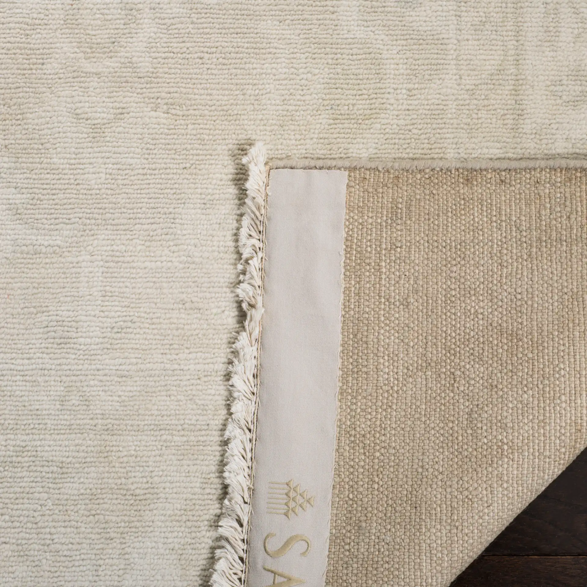 Oushak Damask Floral Hand-Knotted Wool Rug in Light Gray / Ivory in a styled room